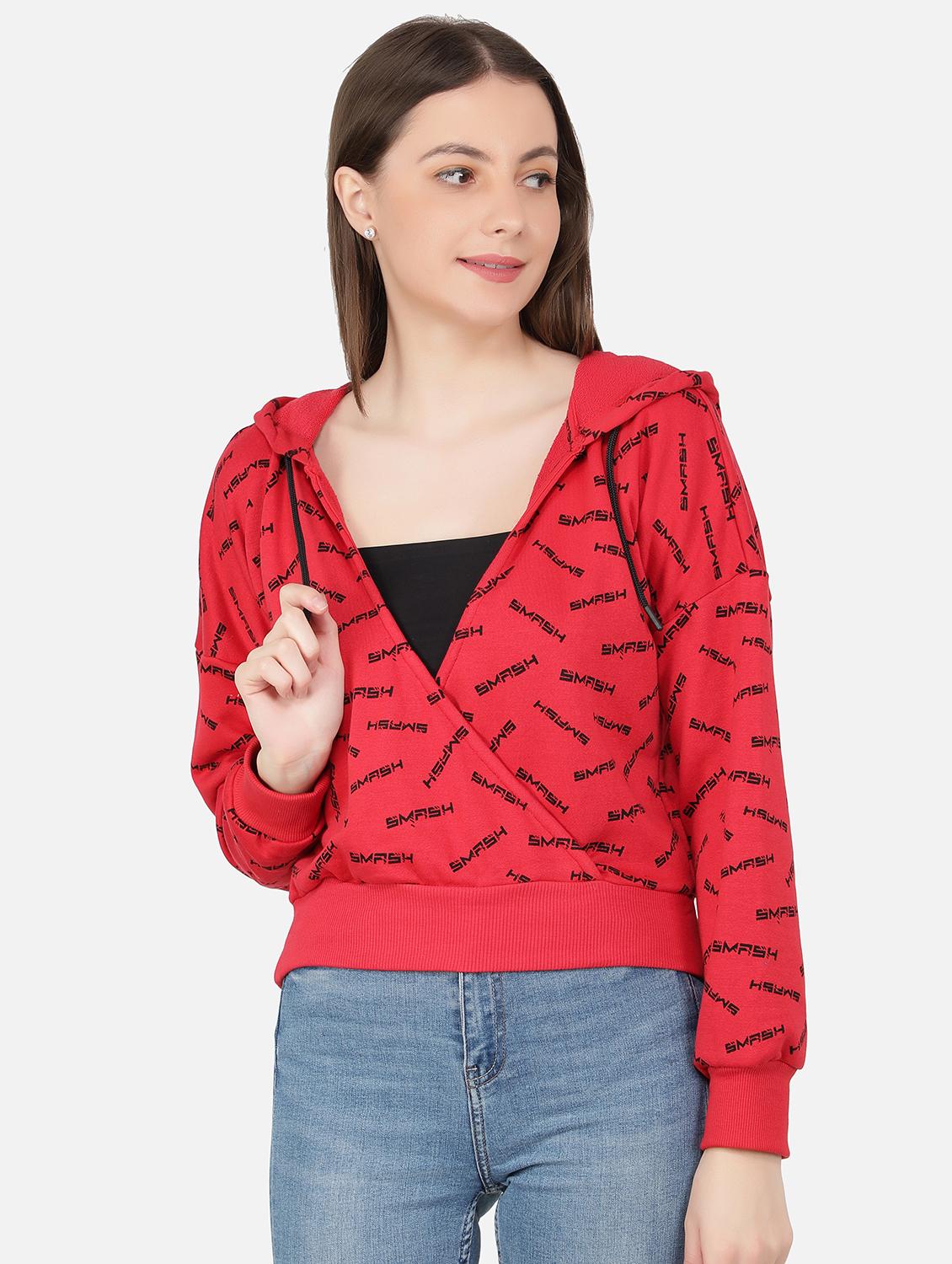 red typography cropped sweatshirt - 20469038 - Zoom Image - 0