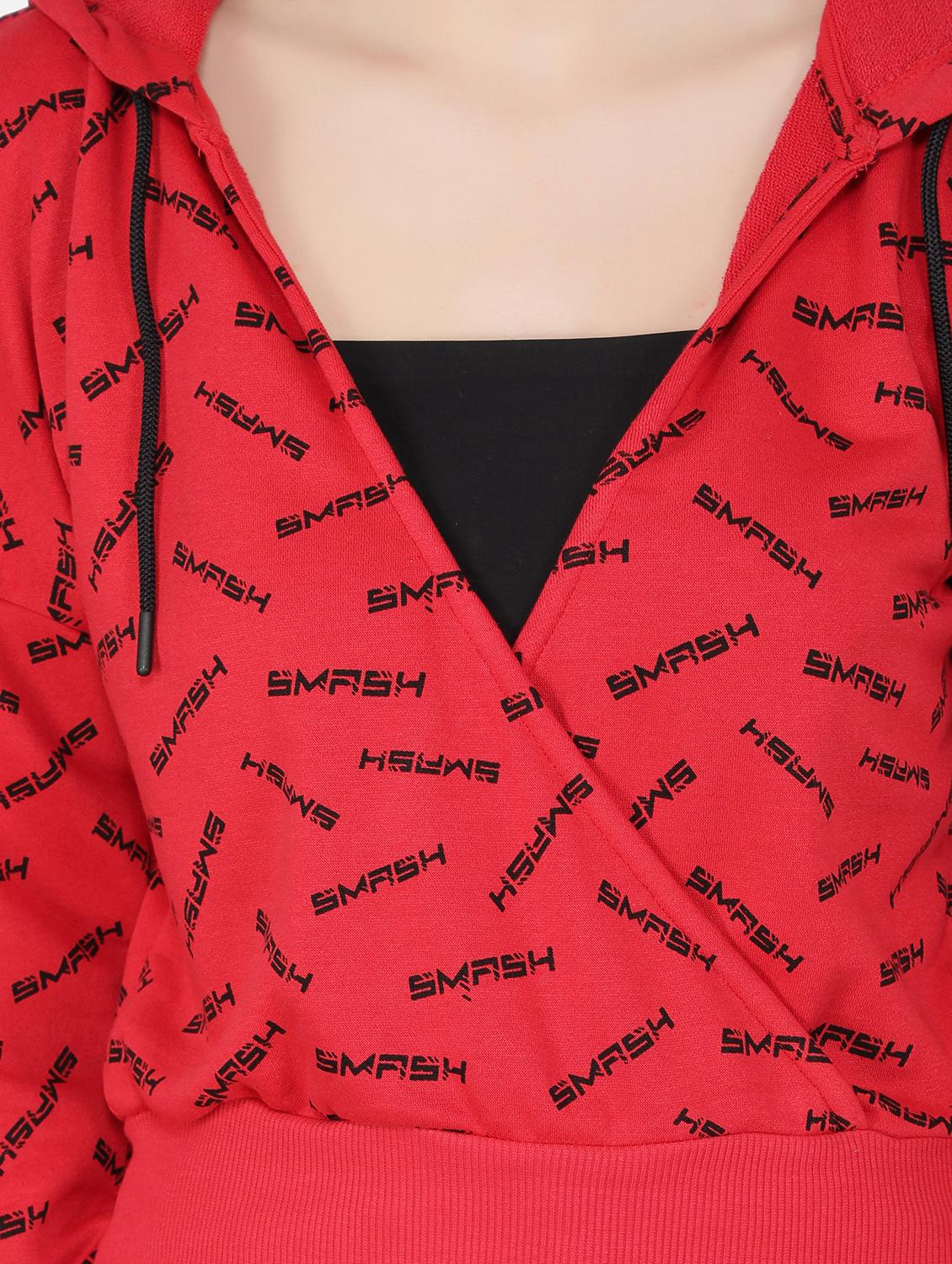 red typography cropped sweatshirt - 20469038 - Standard Image - 3