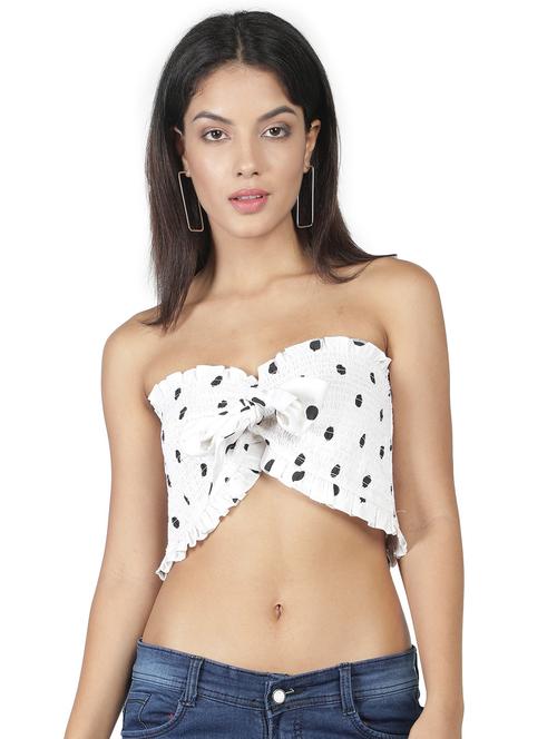white polka doted smocked tube top - 20469154 - Standard Image - 0