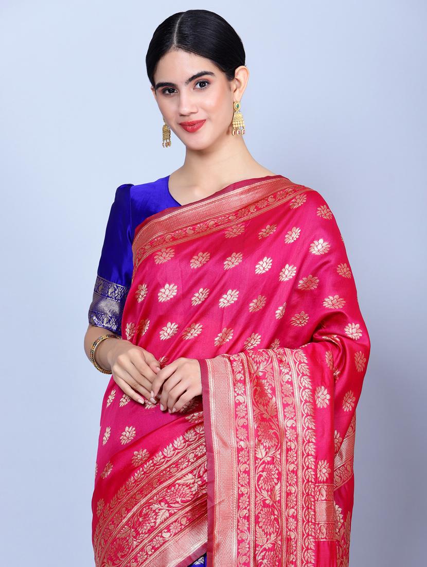 women's self design pink colored saree with blouse - 20469373 - Standard Image - 3