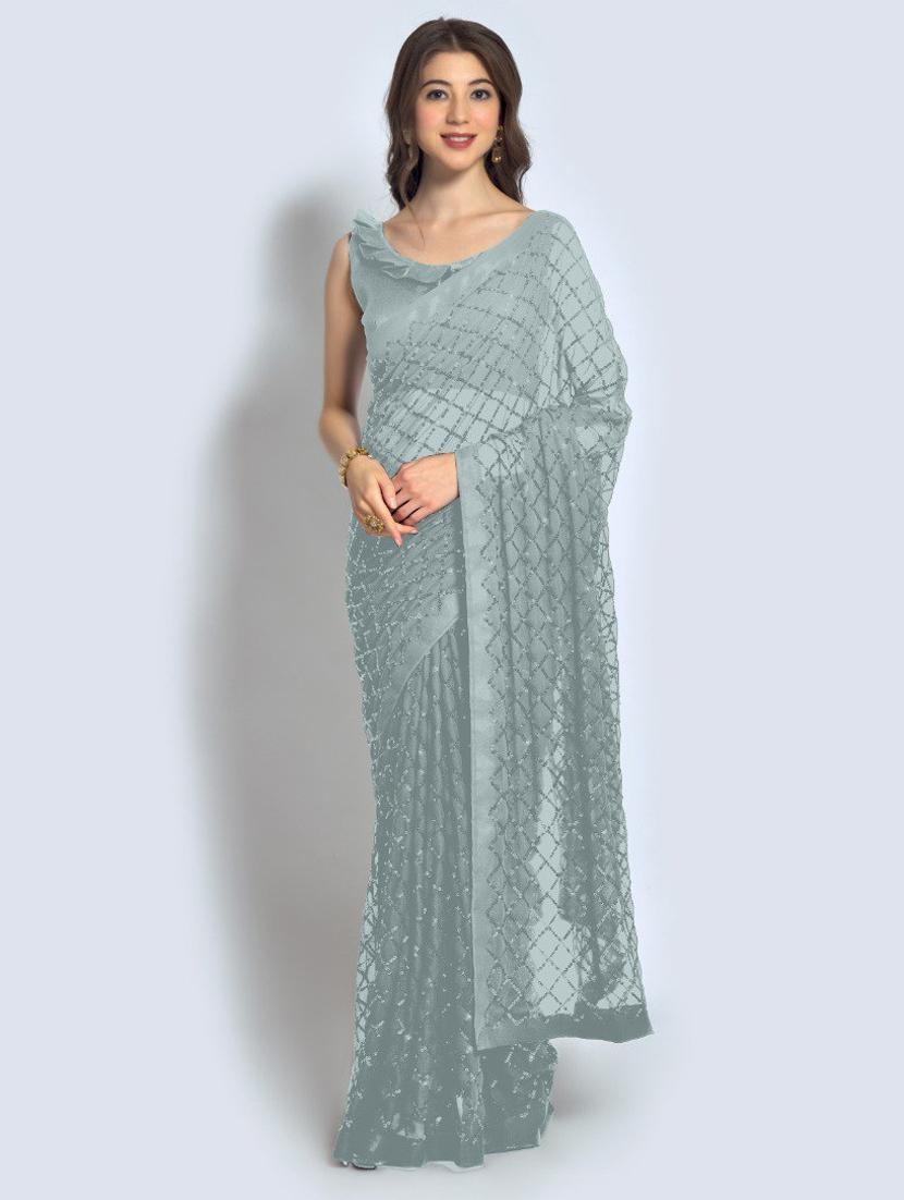 grey embellished saree - 20469387 -  Zoom Image - 0