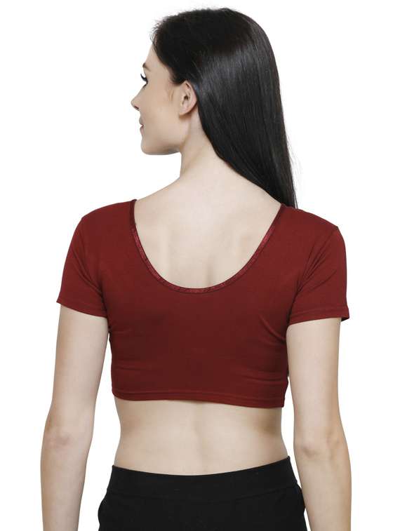 women maroon solid stitched blouse - 20469666 - Standard Image - 3