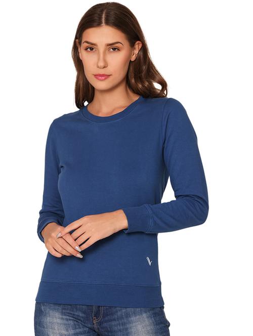 blue solid regular sweatshirt - 20469907 - Standard Image - 0