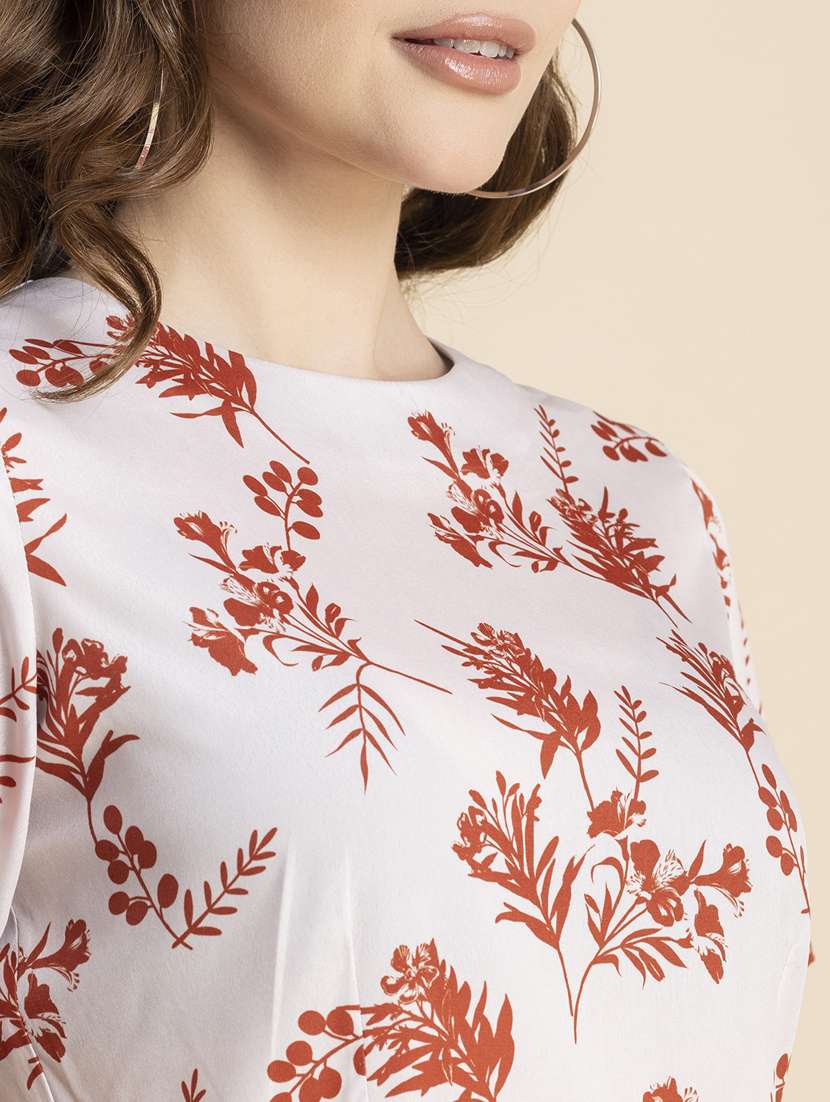 white floral print asymmetric dress - 20473192 -  Standard Image - 5