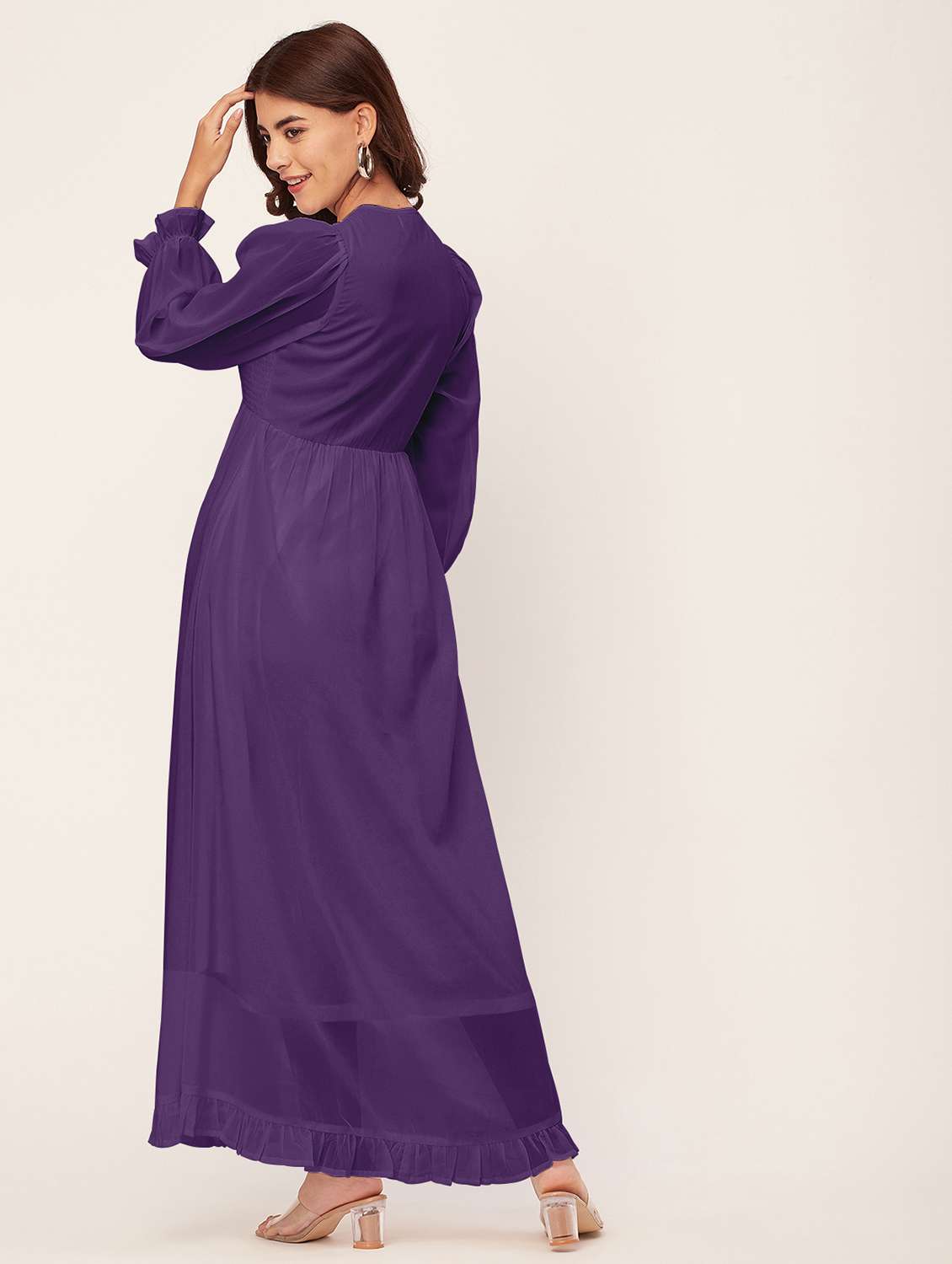 purple solid maxi dress - 20473232 -  Standard Image - 3