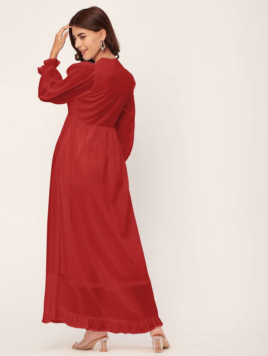 red solid maxi dress - 20473236 -  Standard Image - 3