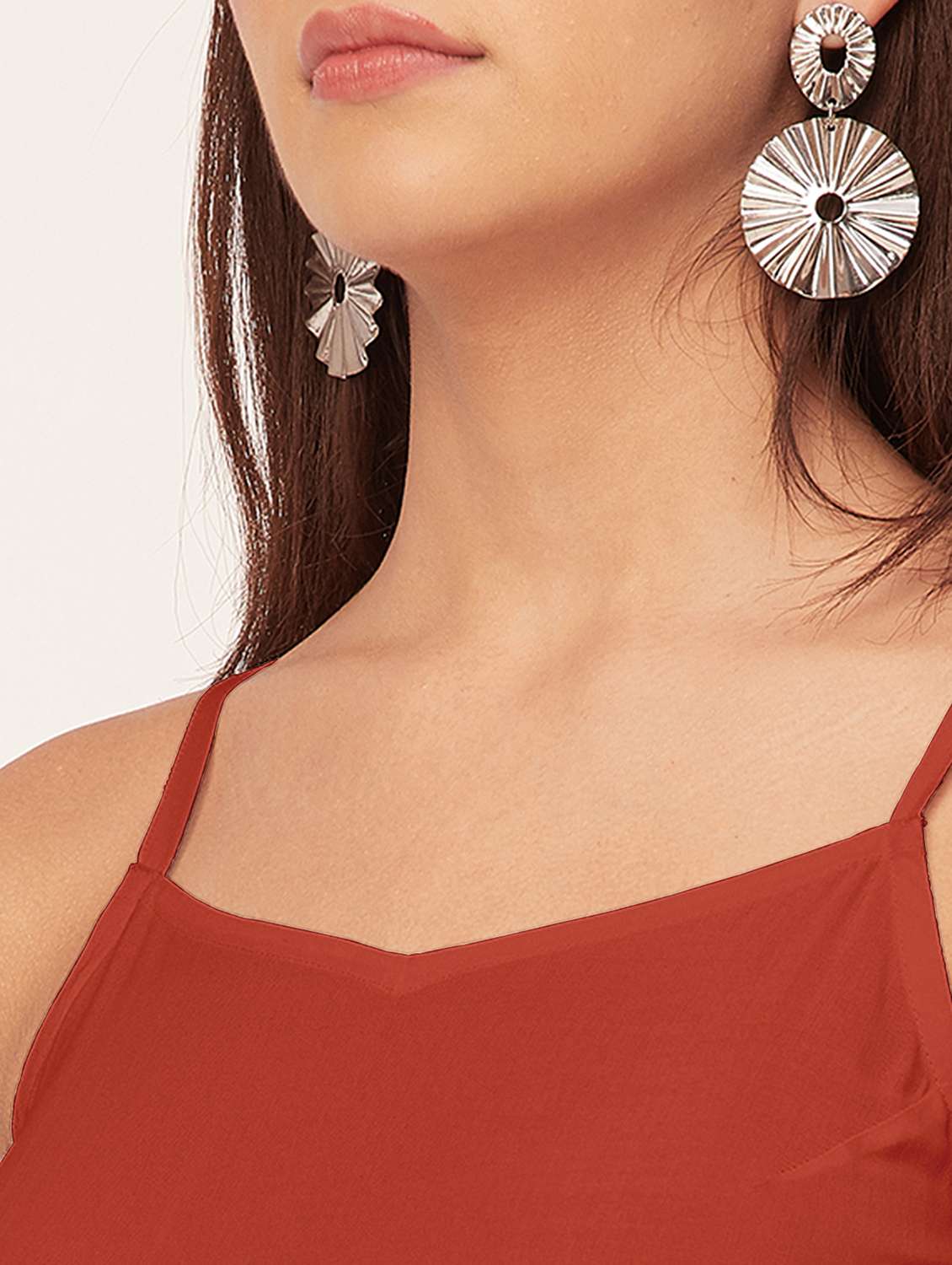 rust solid tiered dress - 20473238 -  Standard Image - 5