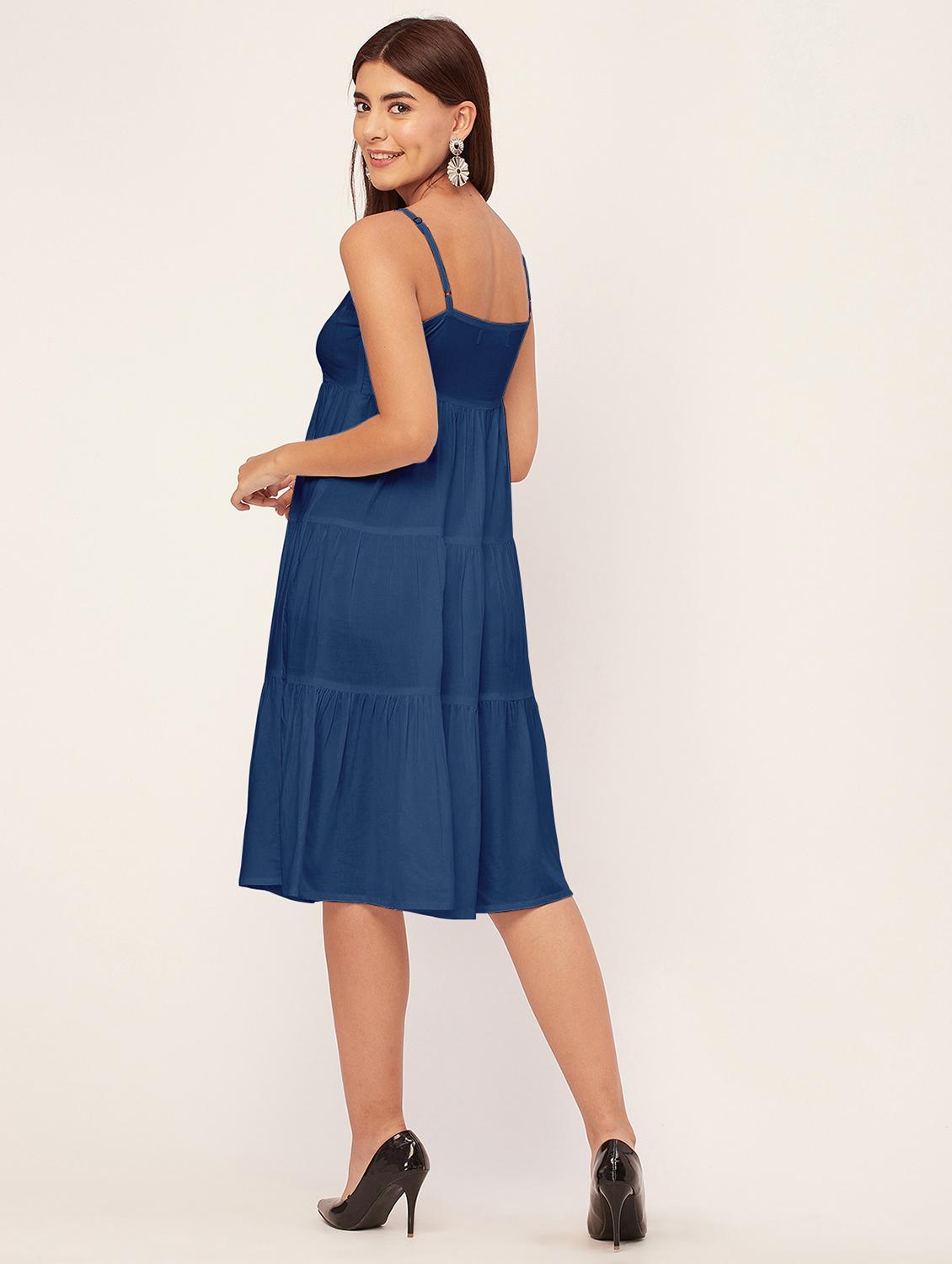 blue solid tiered dress - 20473240 - Standard Image - 3