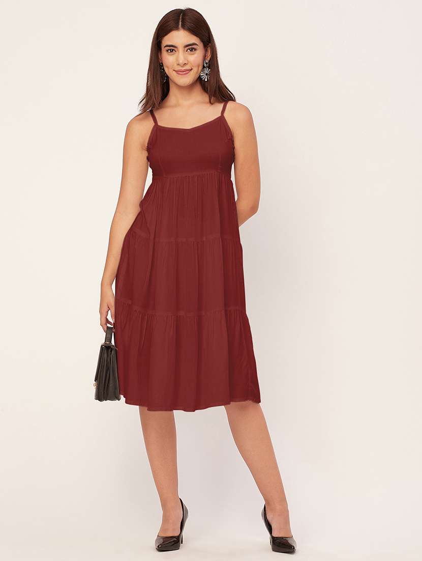 red solid tiered dress - 20473241 - Zoom Image - 0