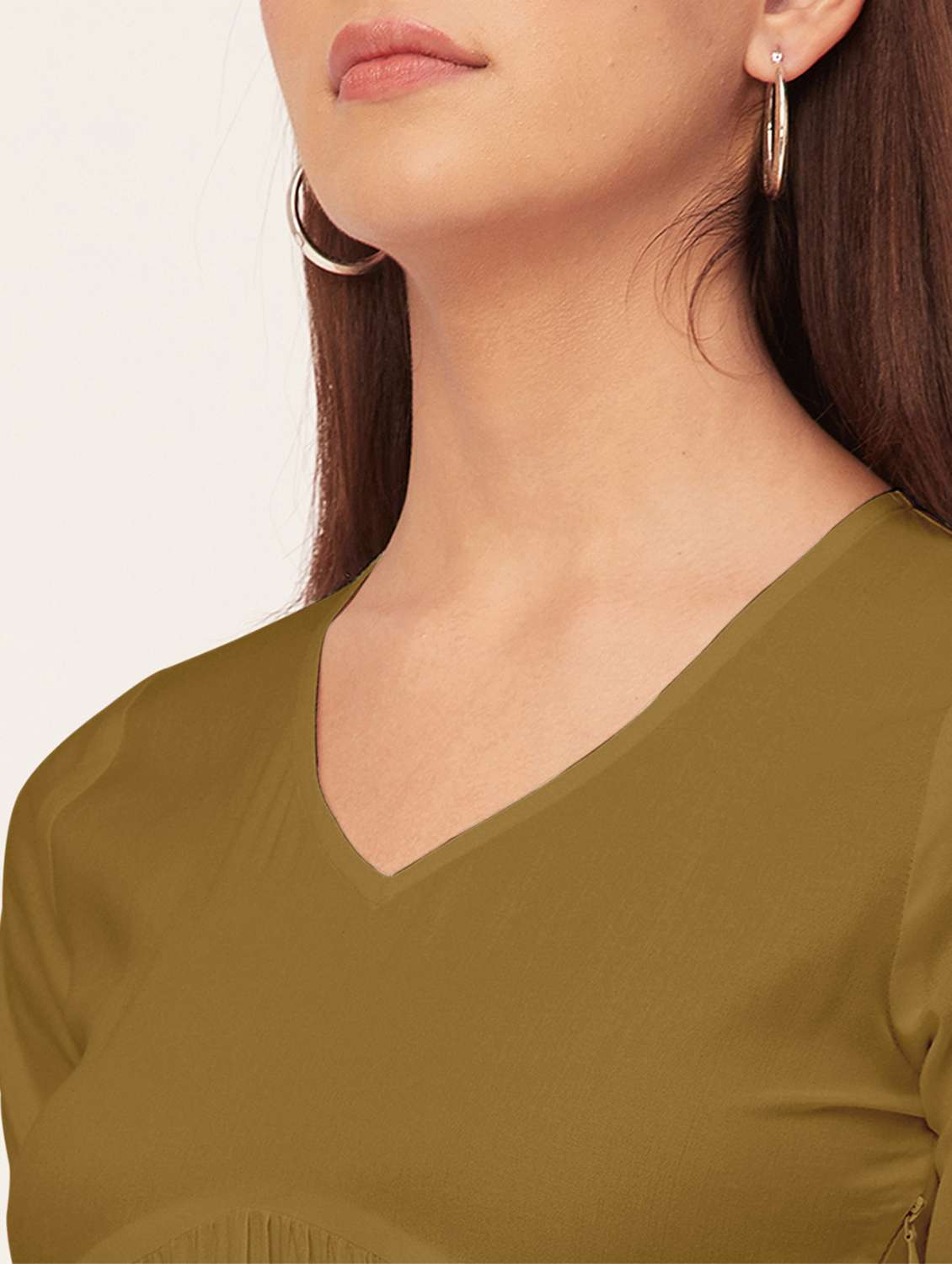 olive solid tiered dress - 20473243 - Standard Image - 5