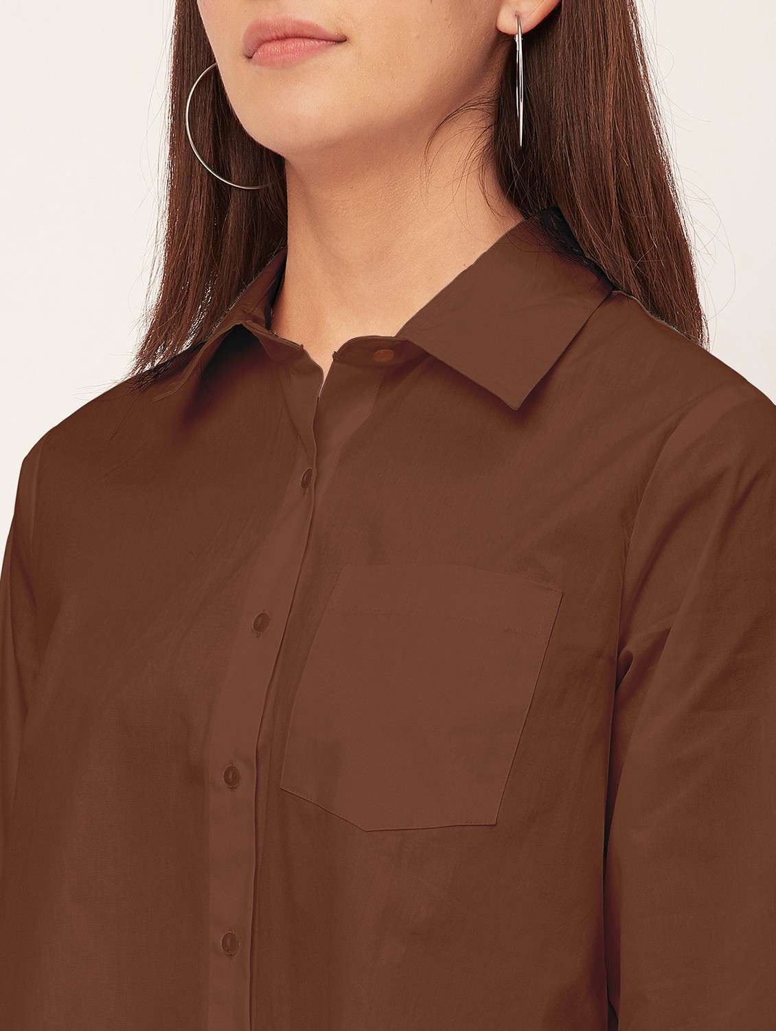 brown solid shirt dress - 20473250 -  Standard Image - 5