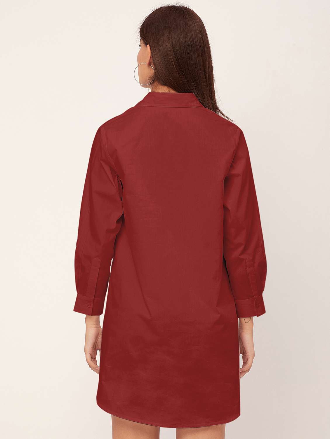 red solid shirt dress - 20473252 -  Standard Image - 3