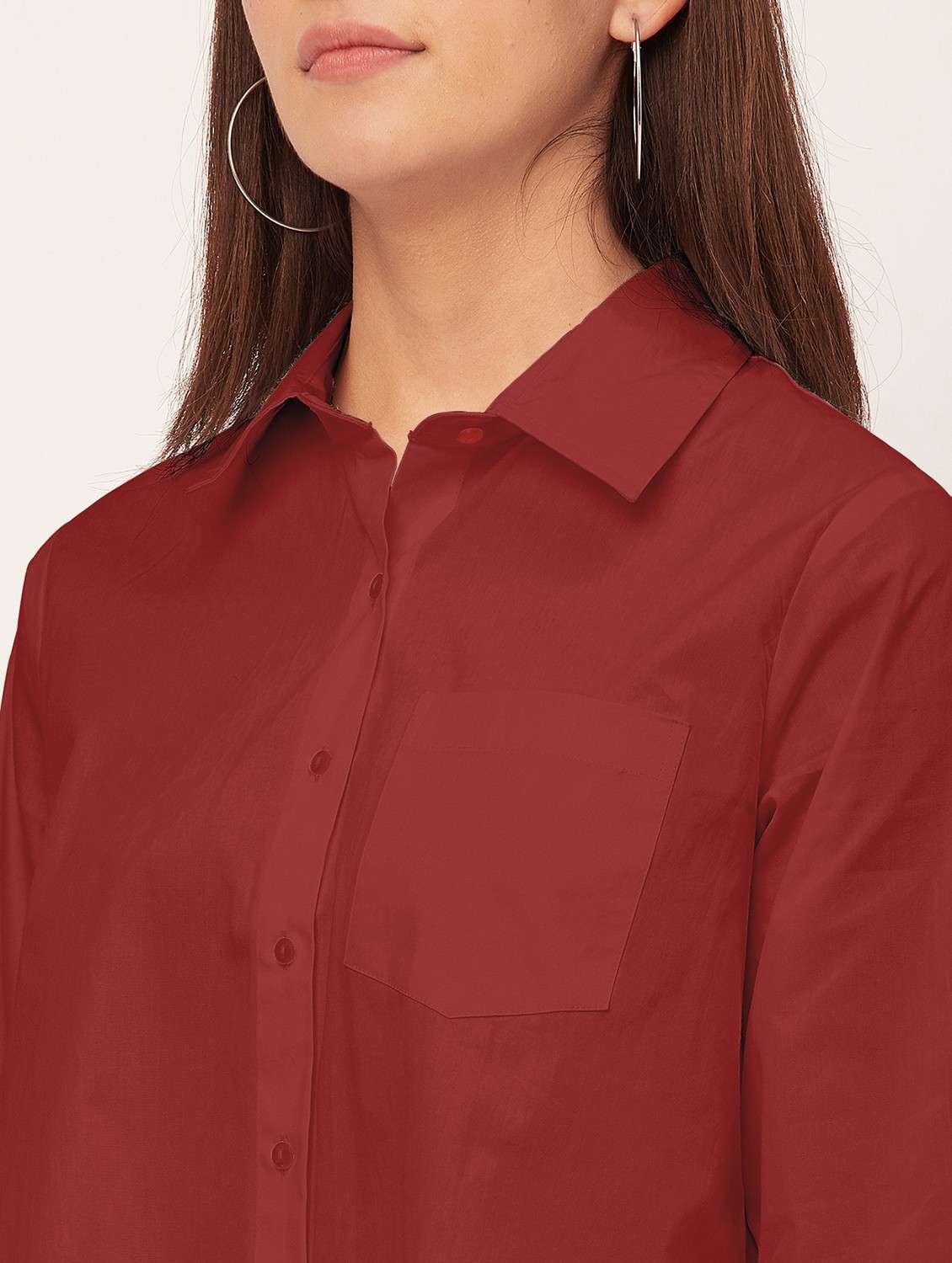 red solid shirt dress - 20473252 -  Standard Image - 5