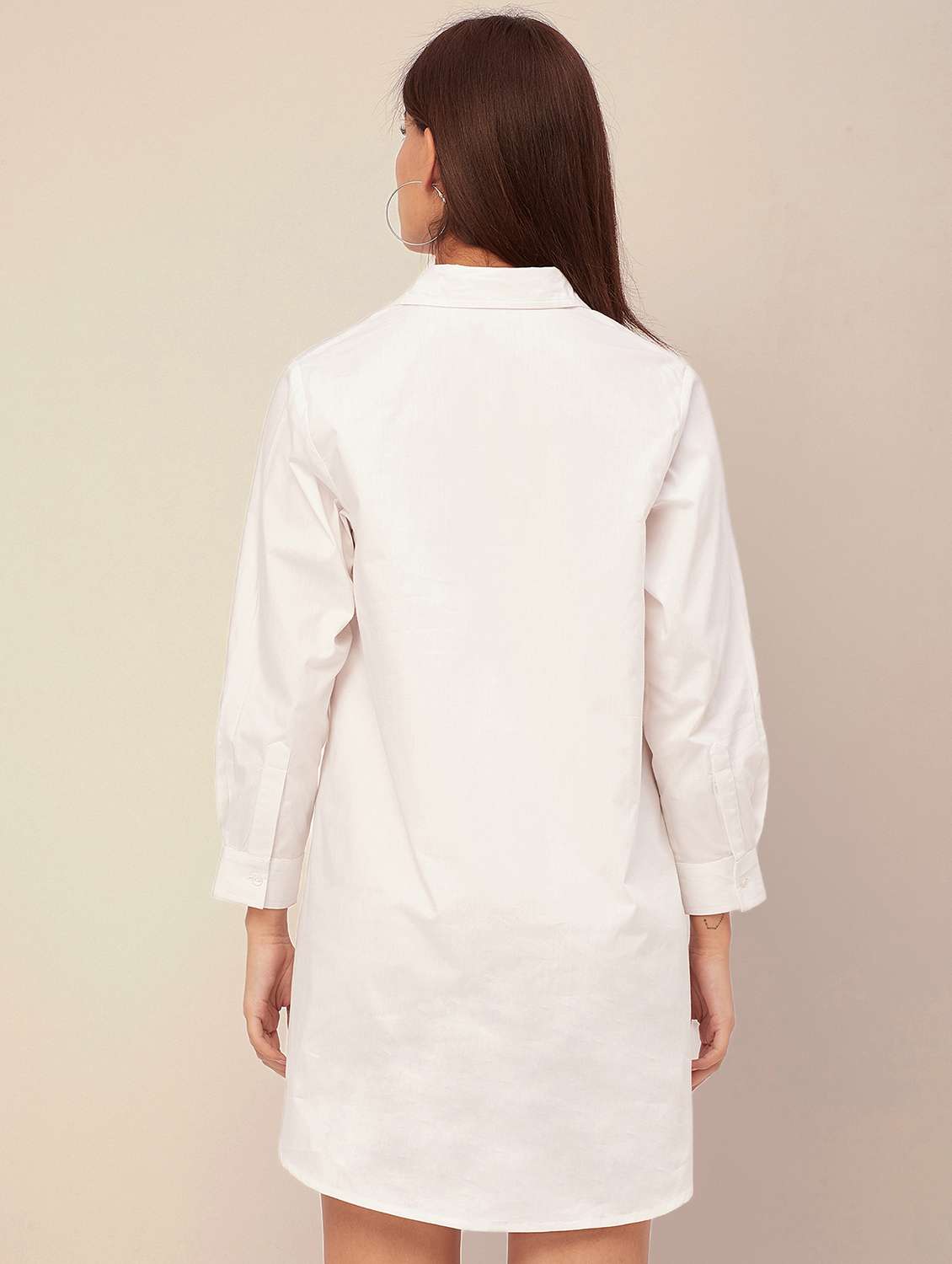 white solid shirt dress - 20473254 -  Standard Image - 3