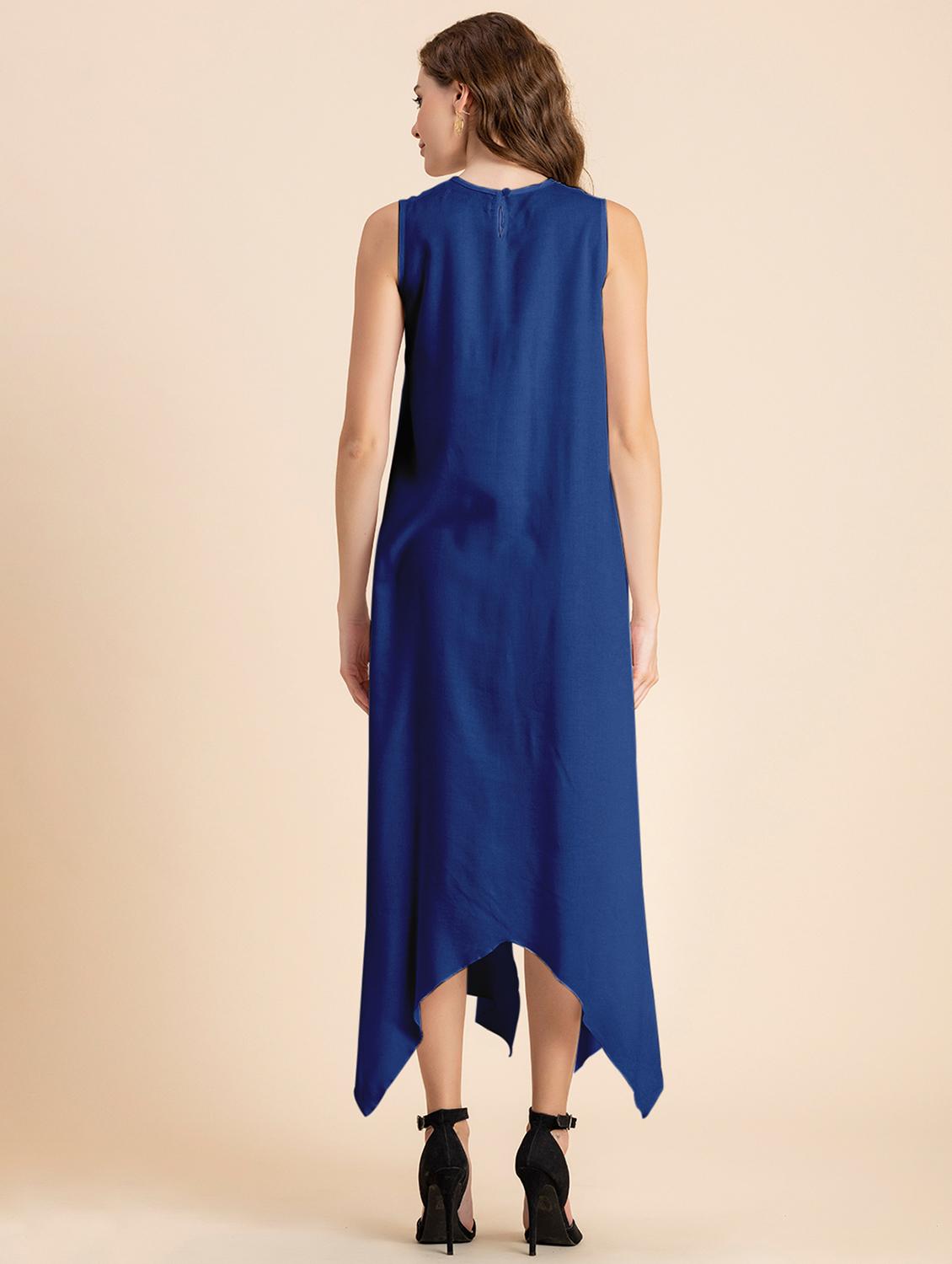 women blue solid asymmetric dress - 20473259 - Standard Image - 3