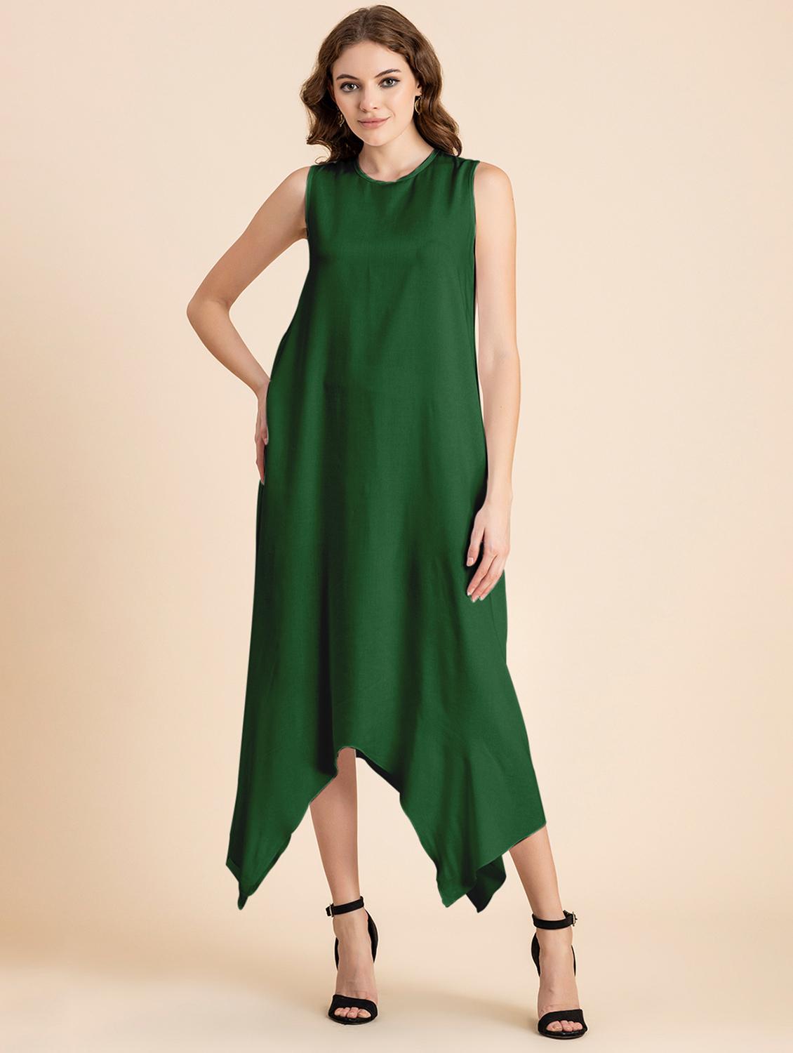 green solid asymmetric dress - 20473260 - Zoom Image - 0