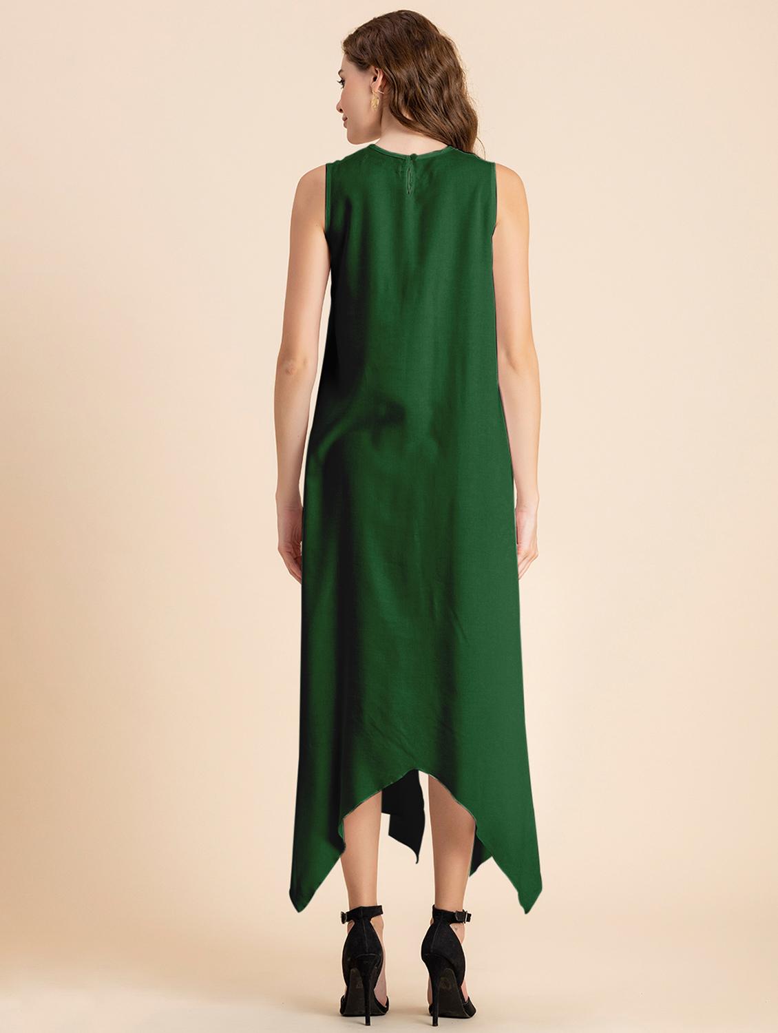 green solid asymmetric dress - 20473260 - Standard Image - 3