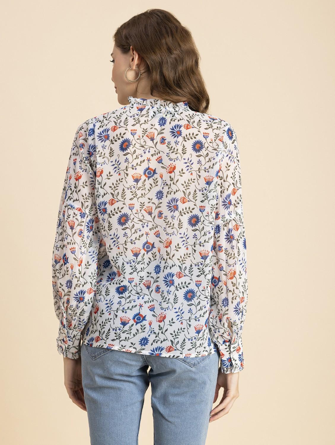 white floral straight top - 20473267 - Standard Image - 3