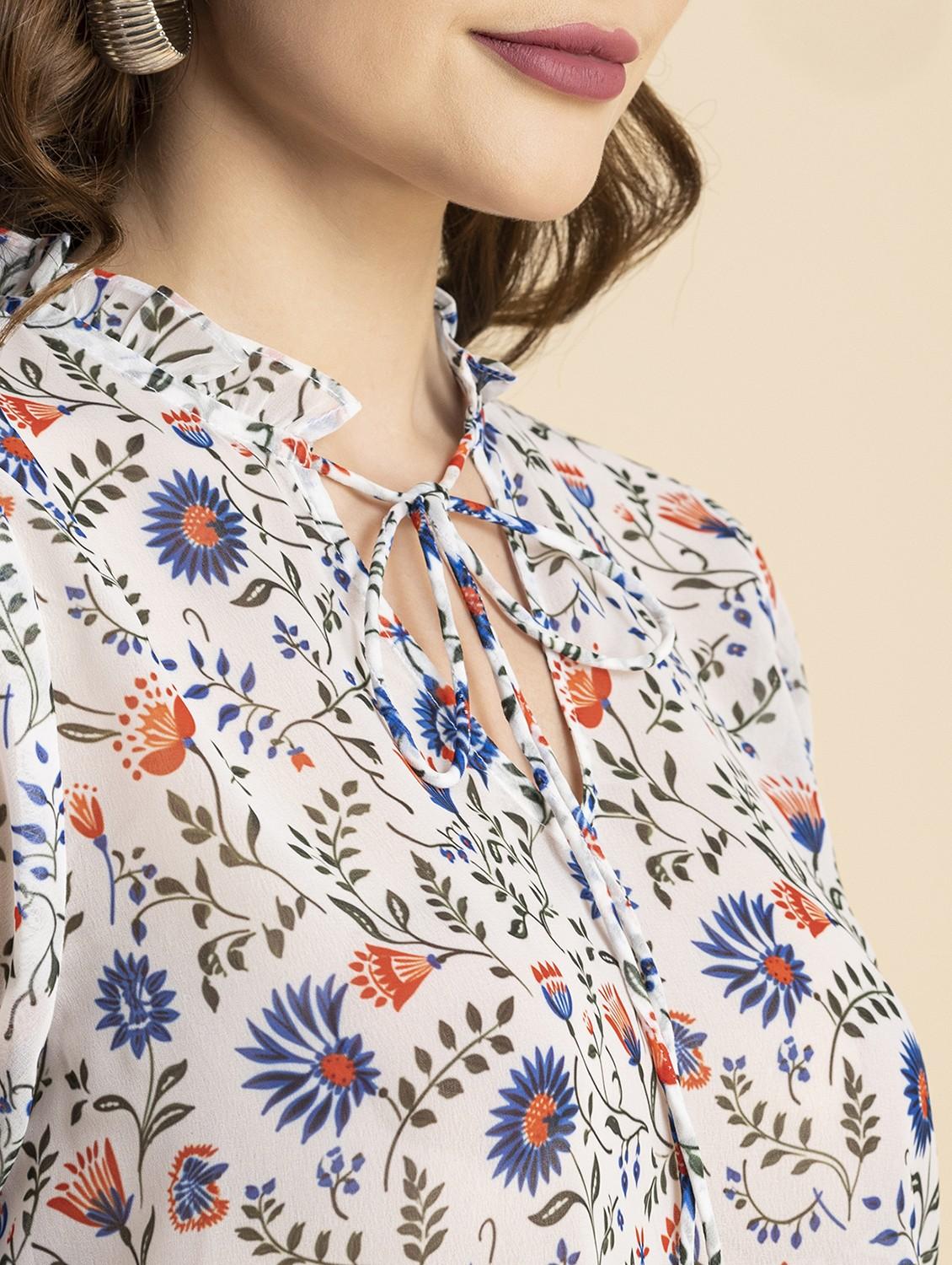white floral straight top - 20473267 - Standard Image - 5