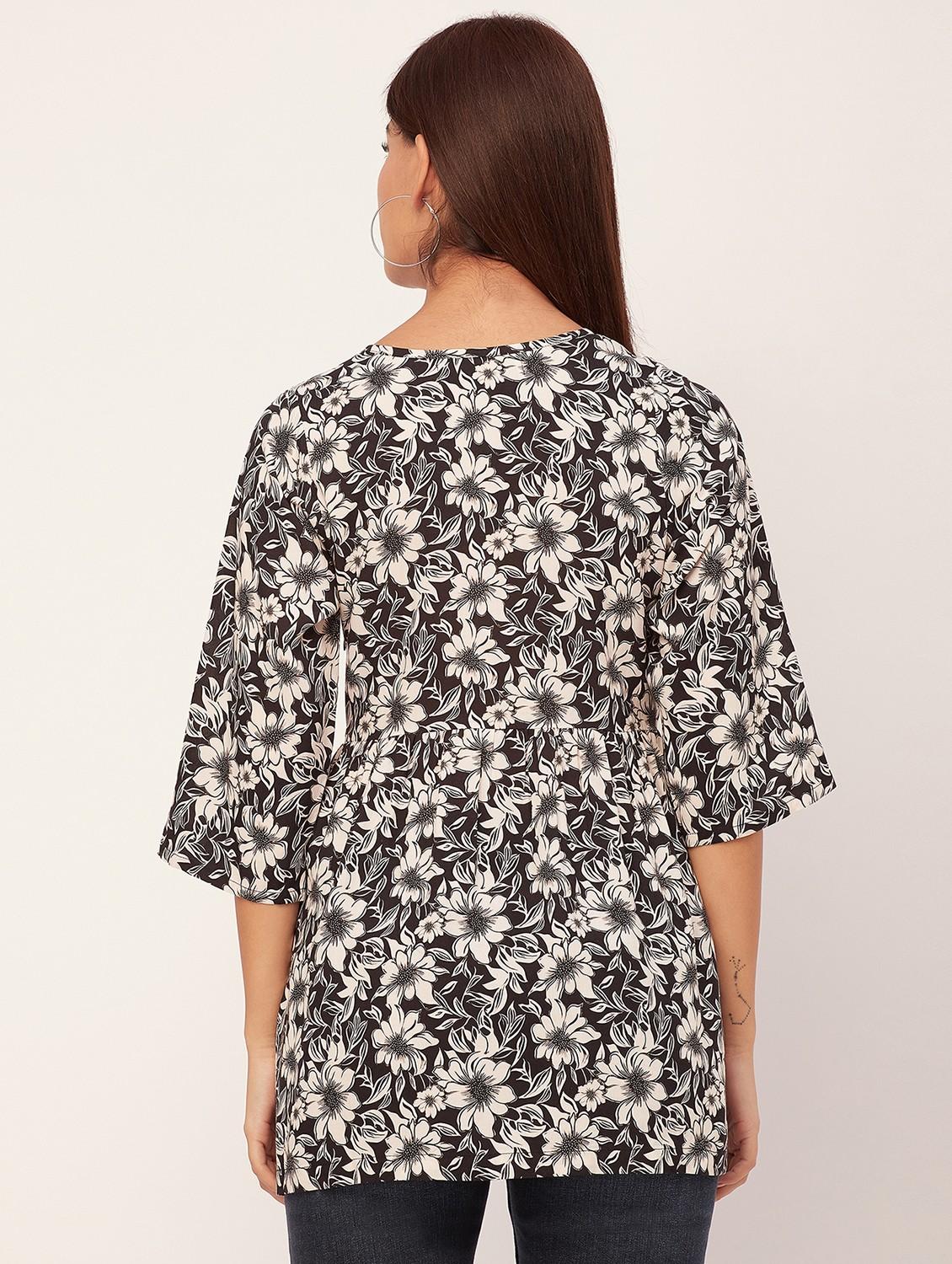 black floral peplum top - 20473268 - Standard Image - 3