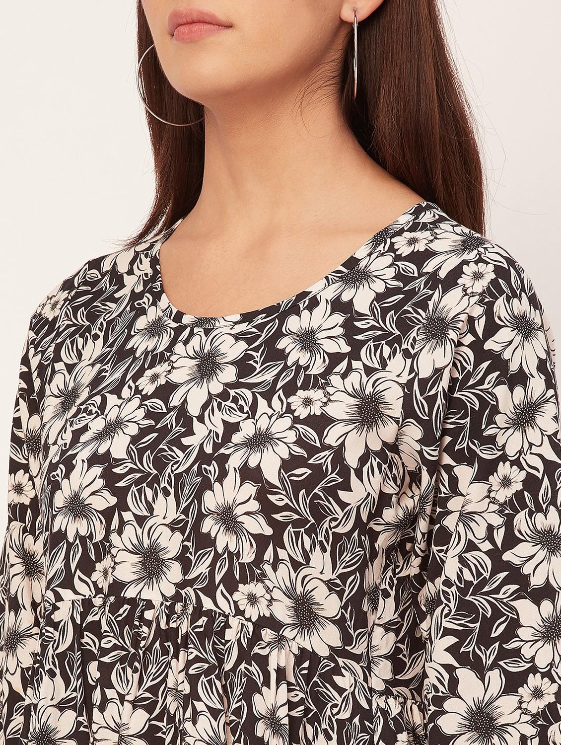 black floral peplum top - 20473268 - Standard Image - 5