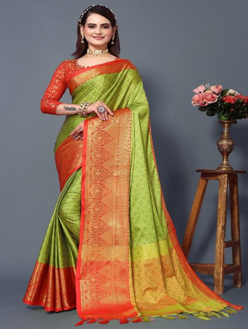 women's self design neo mint colored saree with blouse - 20473894 - Standard Image - 0