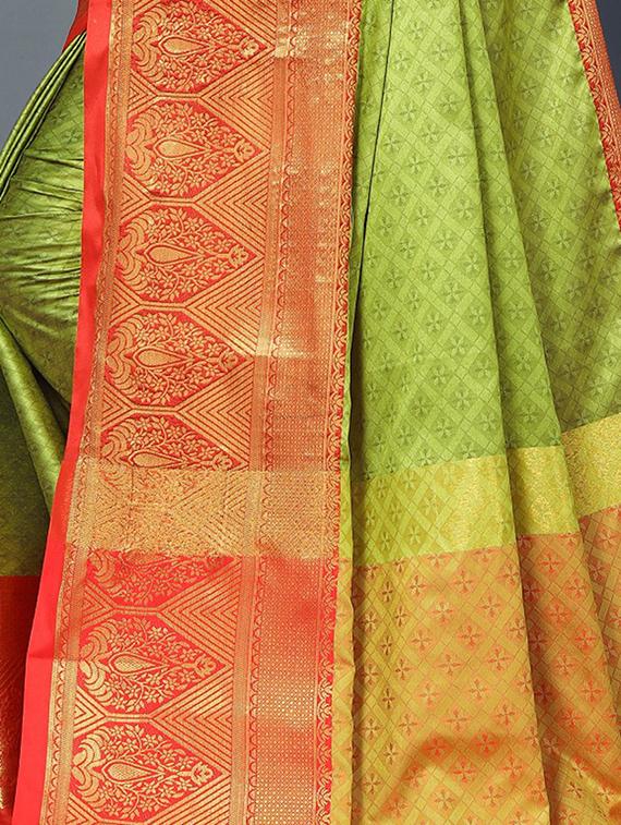 women's self design neo mint colored saree with blouse - 20473894 - Standard Image - 3