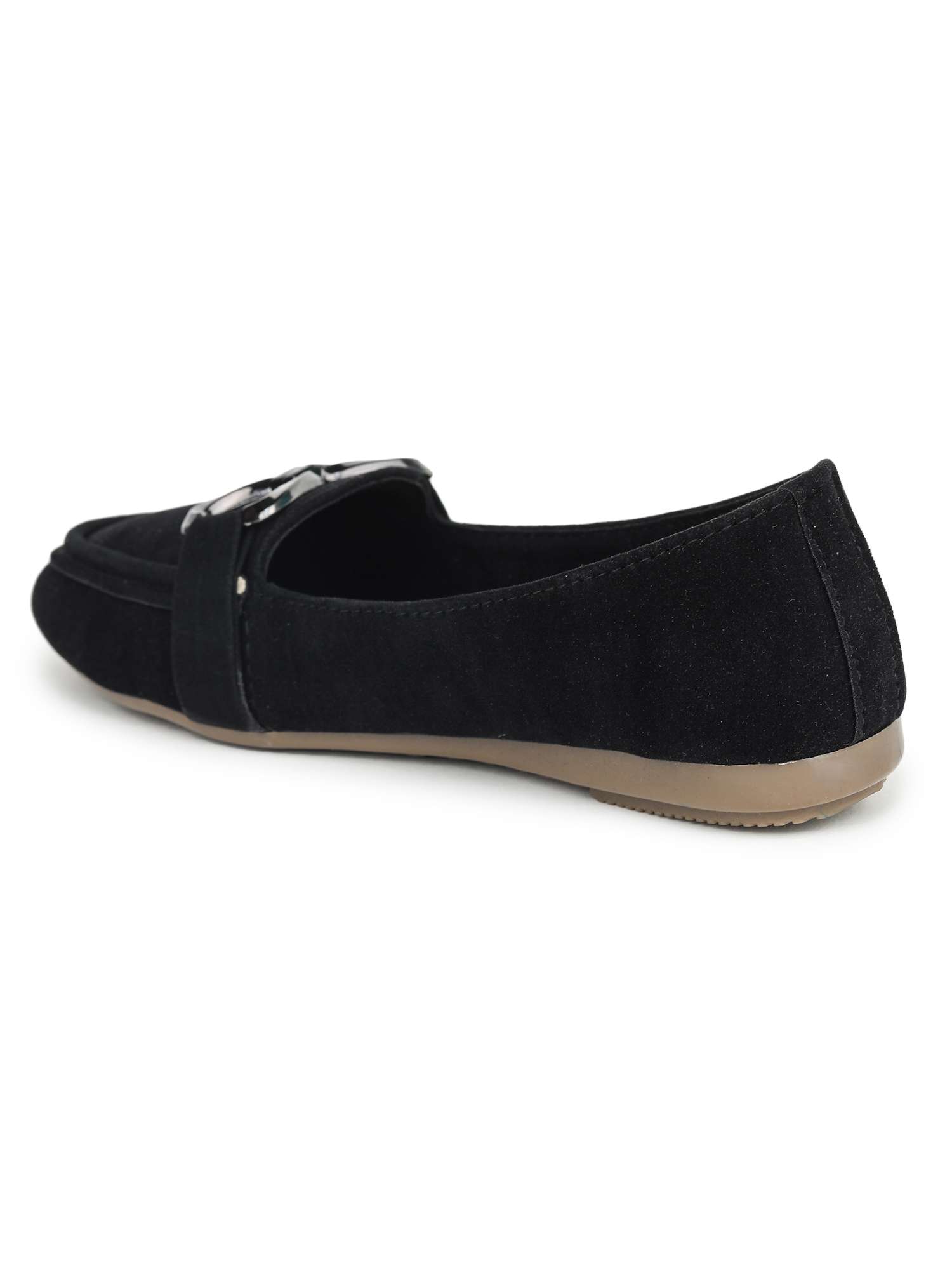 women solid black slip on ballerina - 20473972 -  Standard Image - 3