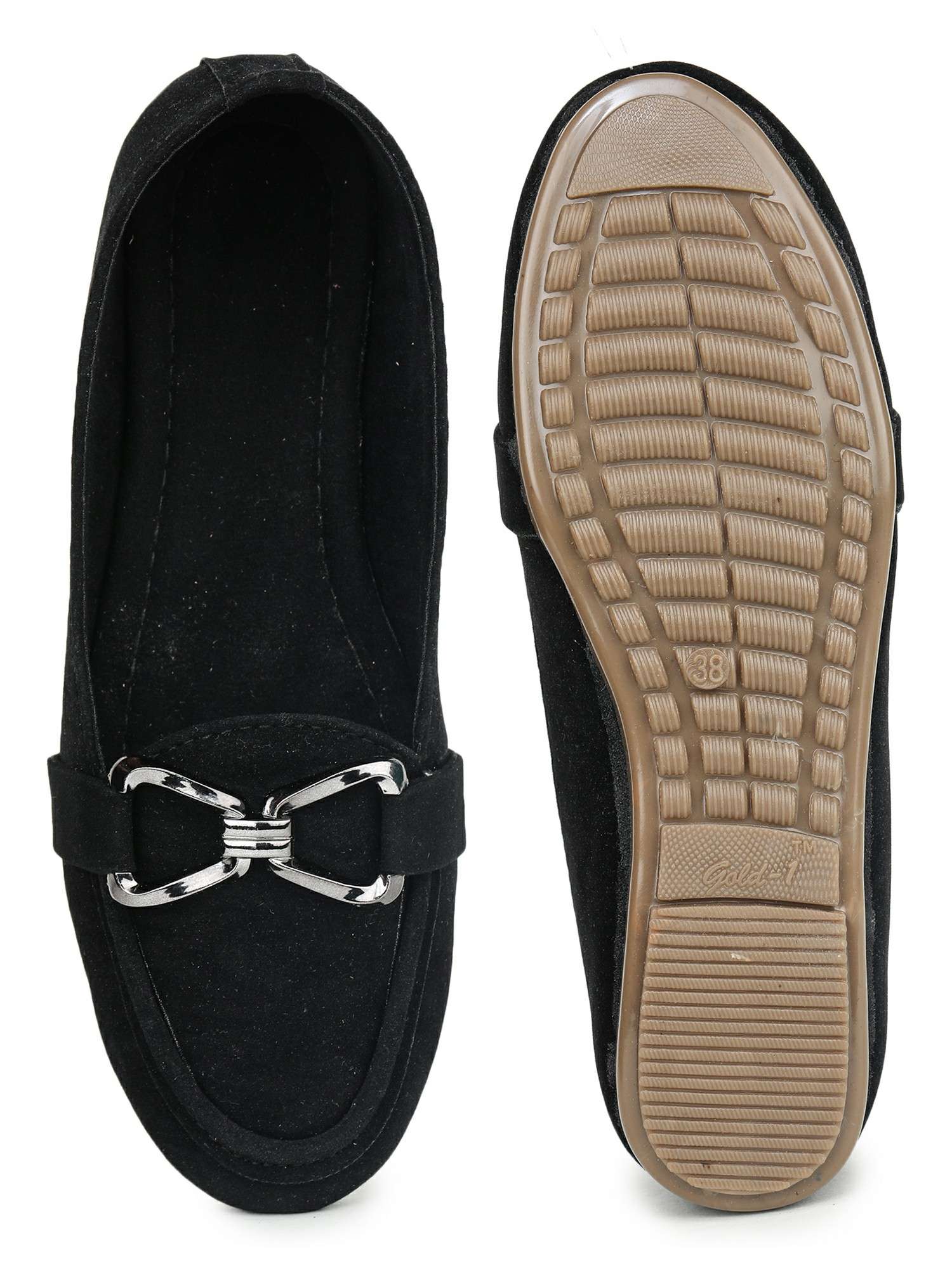 women solid black slip on ballerina - 20473972 -  Standard Image - 5