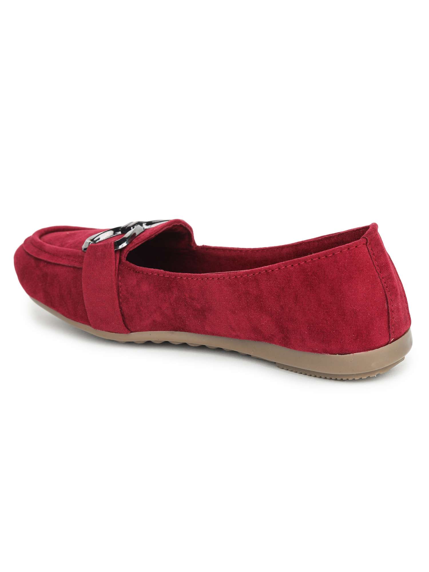 women solid maroon slip on ballerina - 20473974 -  Standard Image - 3
