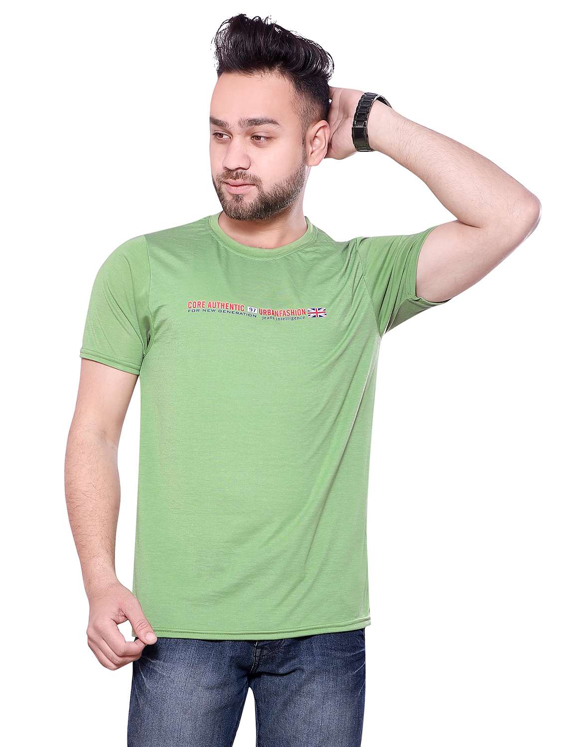 men green cotton regular t-shirt - 20474106 - Zoom Image - 0