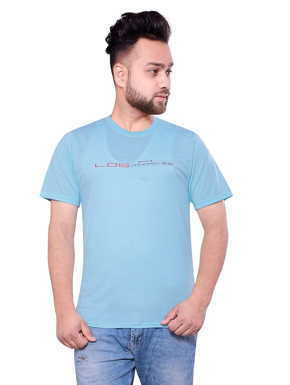 men blue cotton regular t-shirt