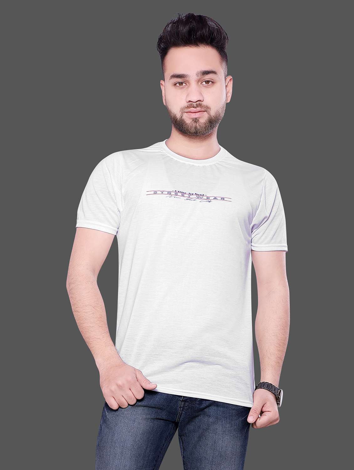 men white cotton regular t-shirt