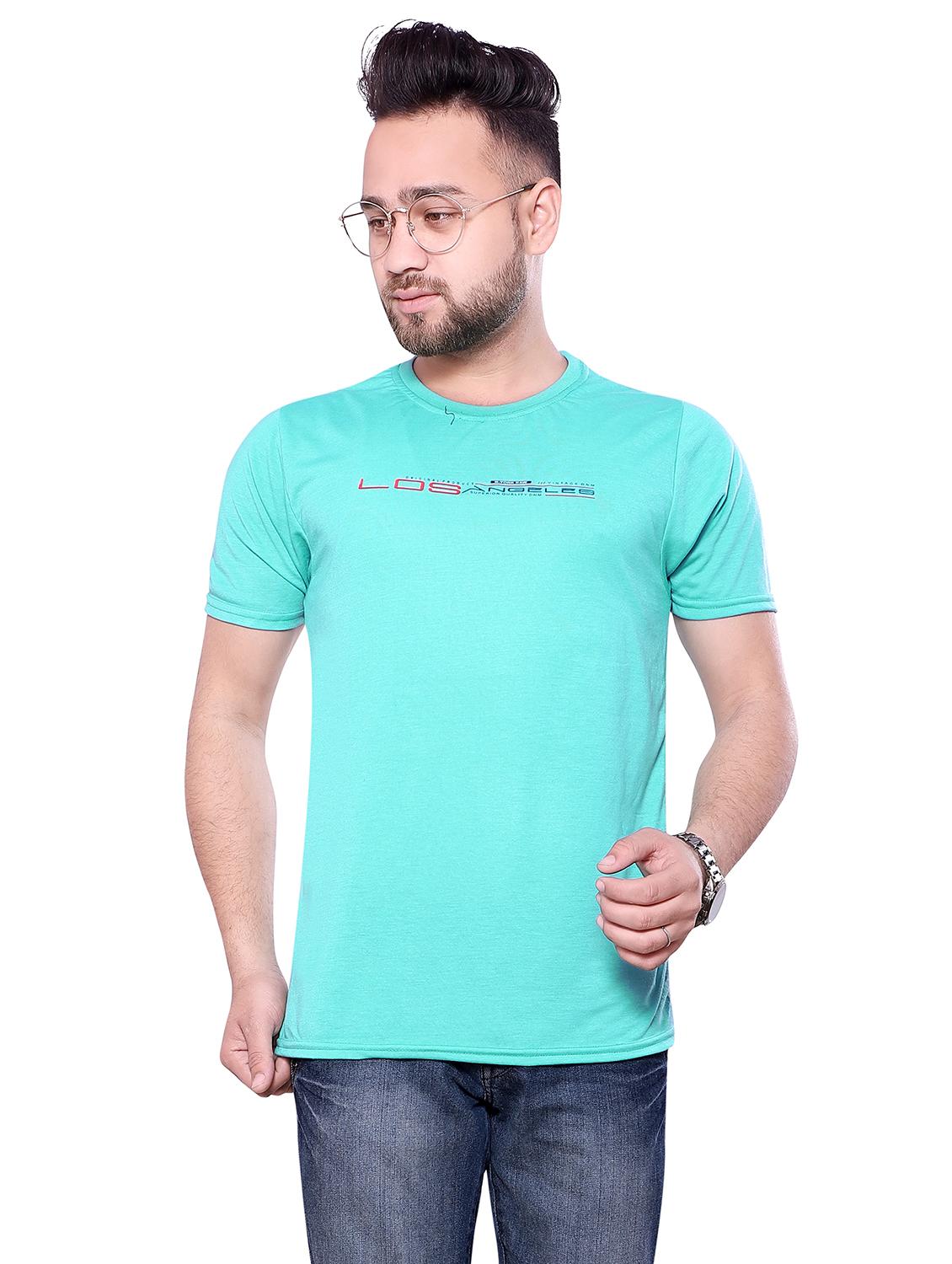 men turquoise cotton regular t-shirt - 20474114 -  Zoom Image - 0