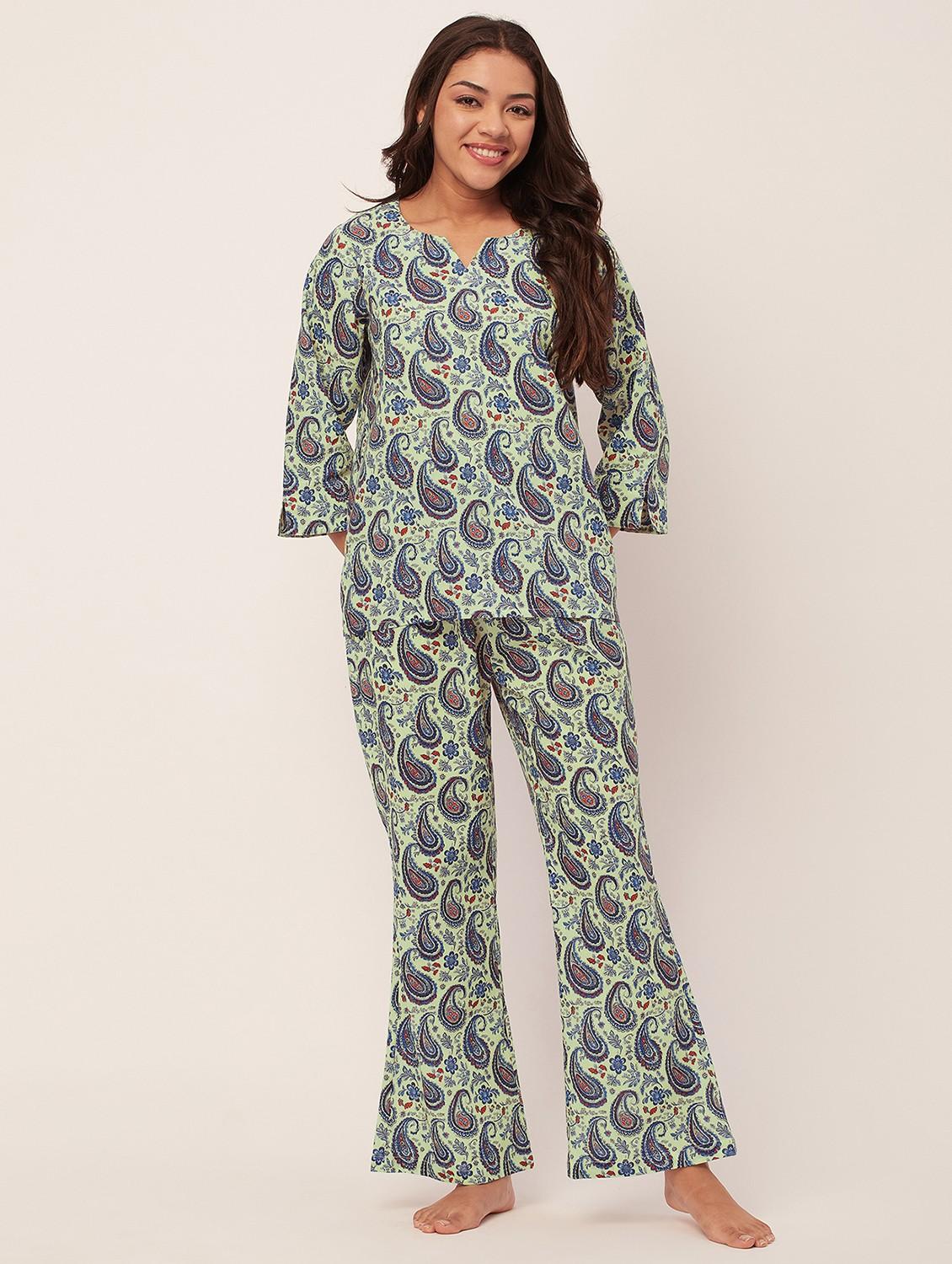 neo mint paisley pyjama nightwear set - 20475907 - Zoom Image - 0
