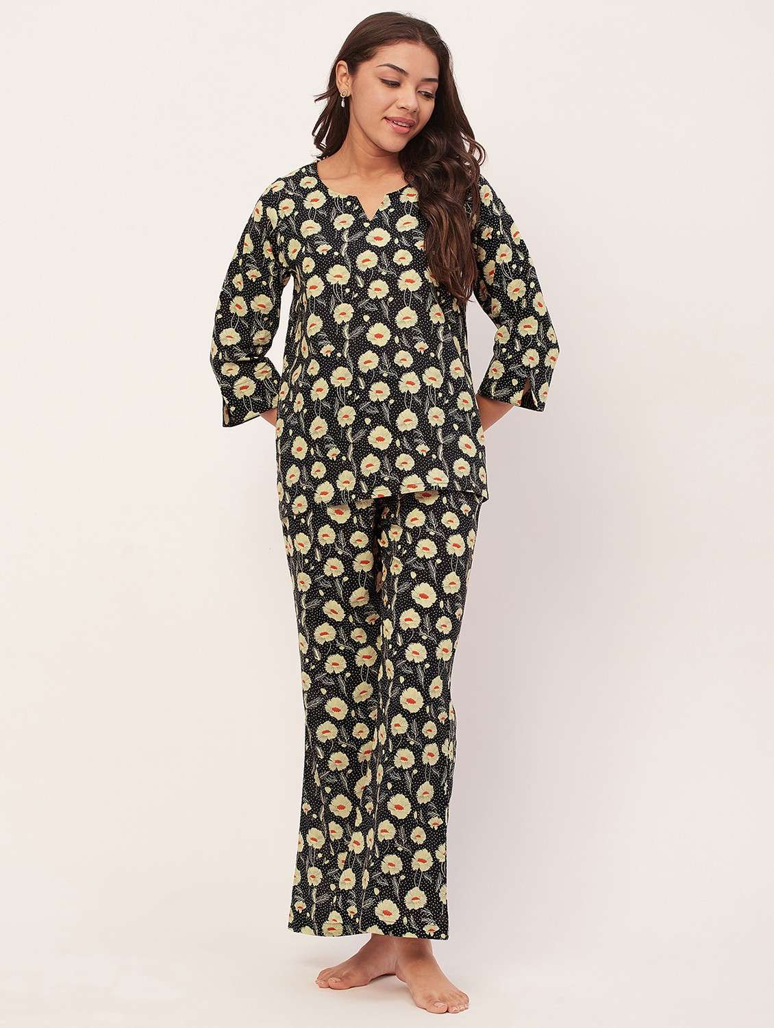 black floral pyjama nightwear set - 20475908 -  Zoom Image - 0