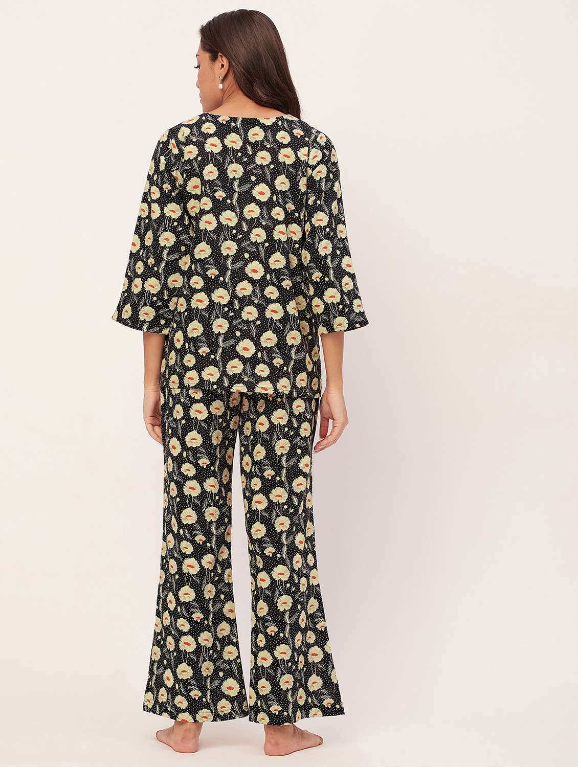 black floral pyjama nightwear set - 20475908 -  Standard Image - 3