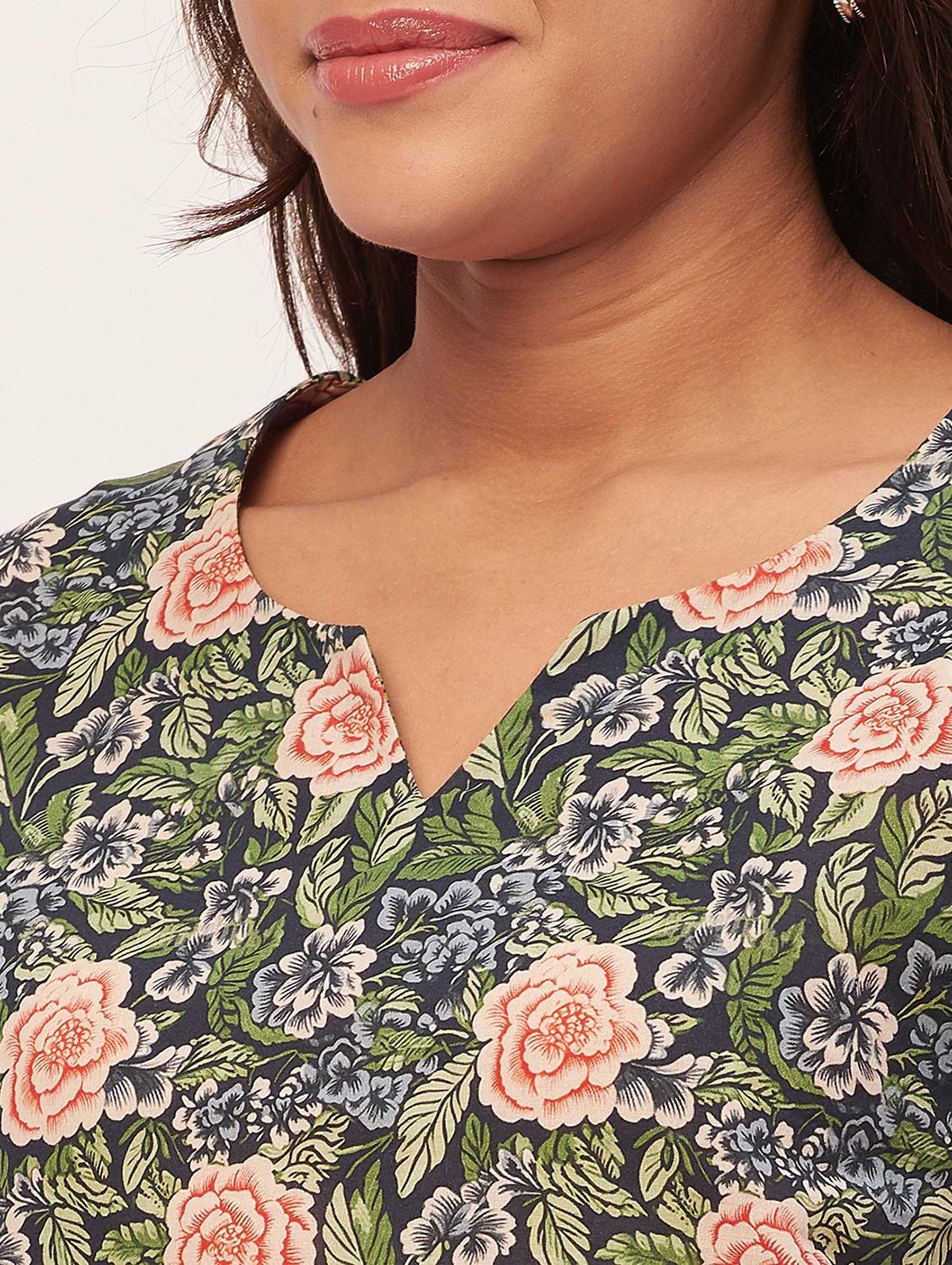 navy blue floral pyjama nightwear set - 20475909 - Standard Image - 5