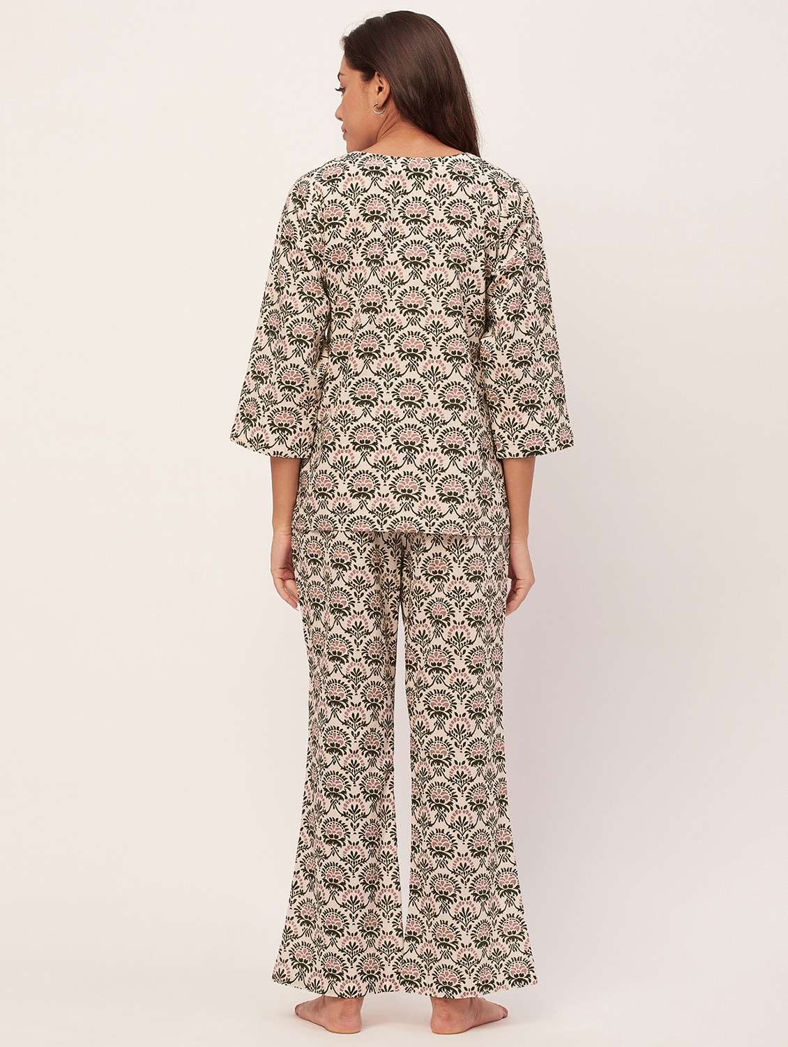 cream floral pyjama nightwear set - 20475910 - Standard Image - 3