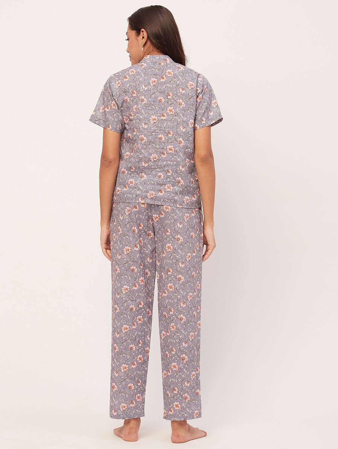 grey floral pyjama nightwear set - 20475913 -  Standard Image - 3