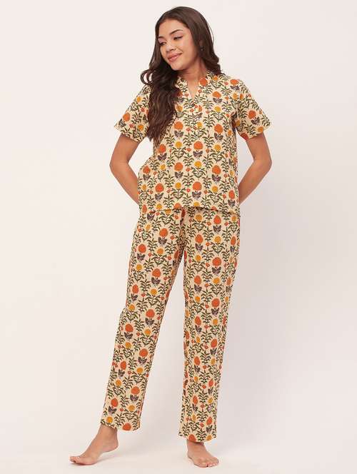 lemon sherbet floral pyjama nightwear set - 20475914 -  Standard Image - 0