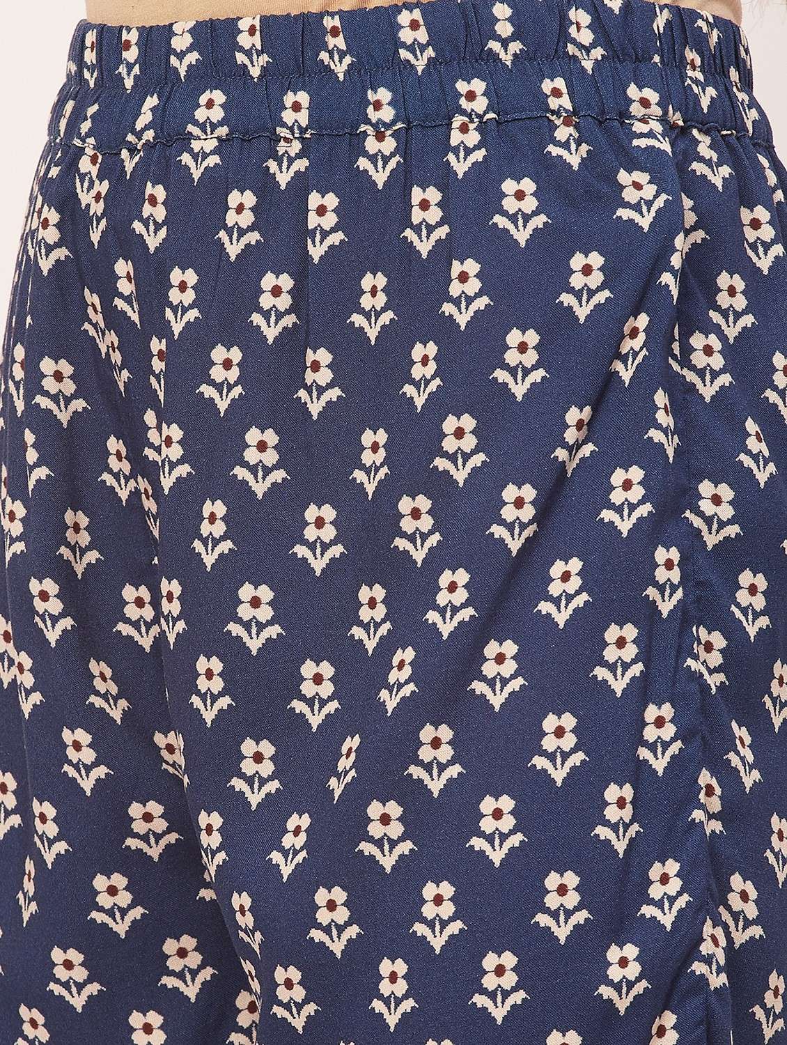 navy blue floral shorts nightwear set - 20475925 - Standard Image - 5