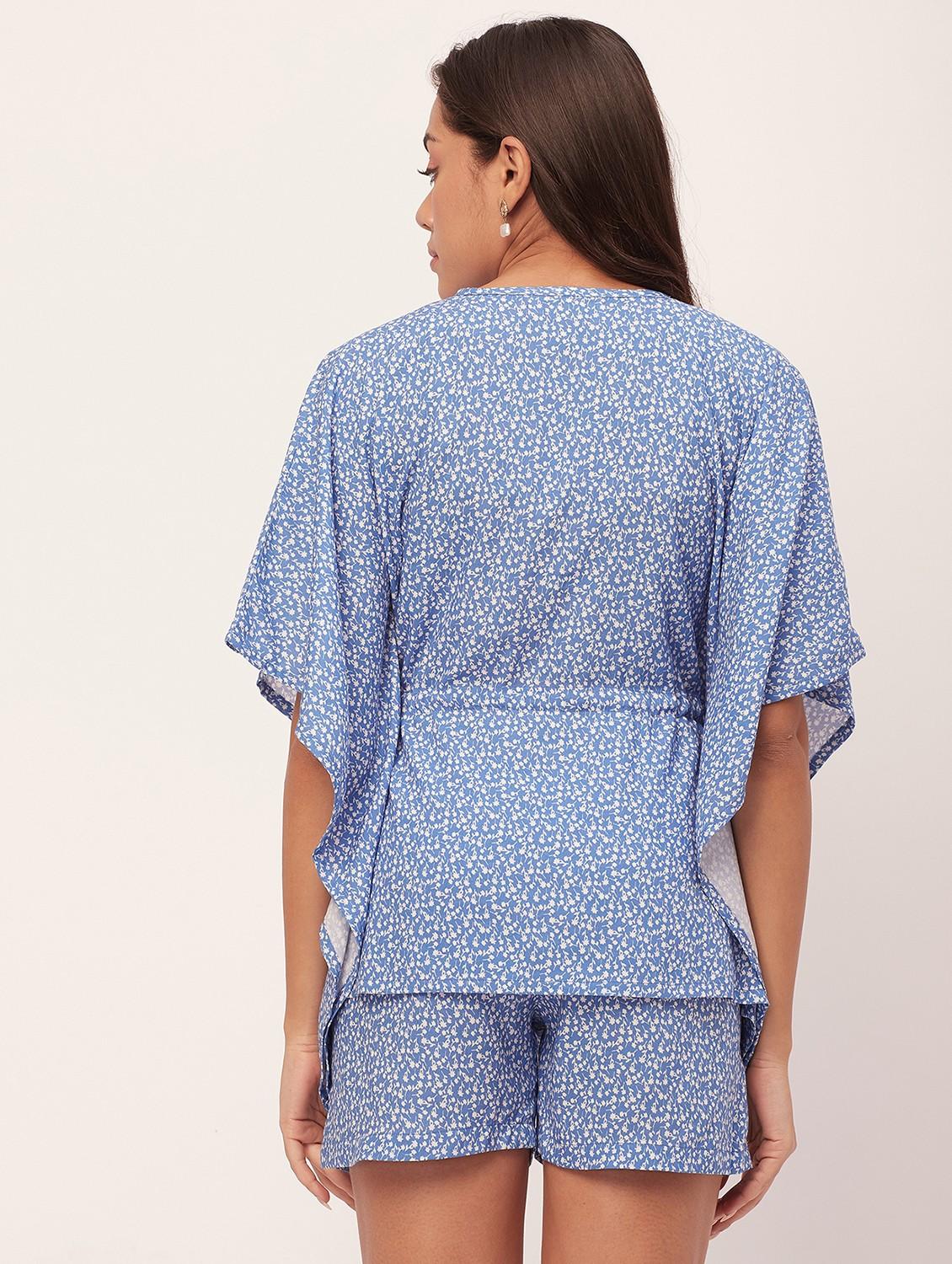purist blue floral shorts nightwear set - 20475929 - Standard Image - 3