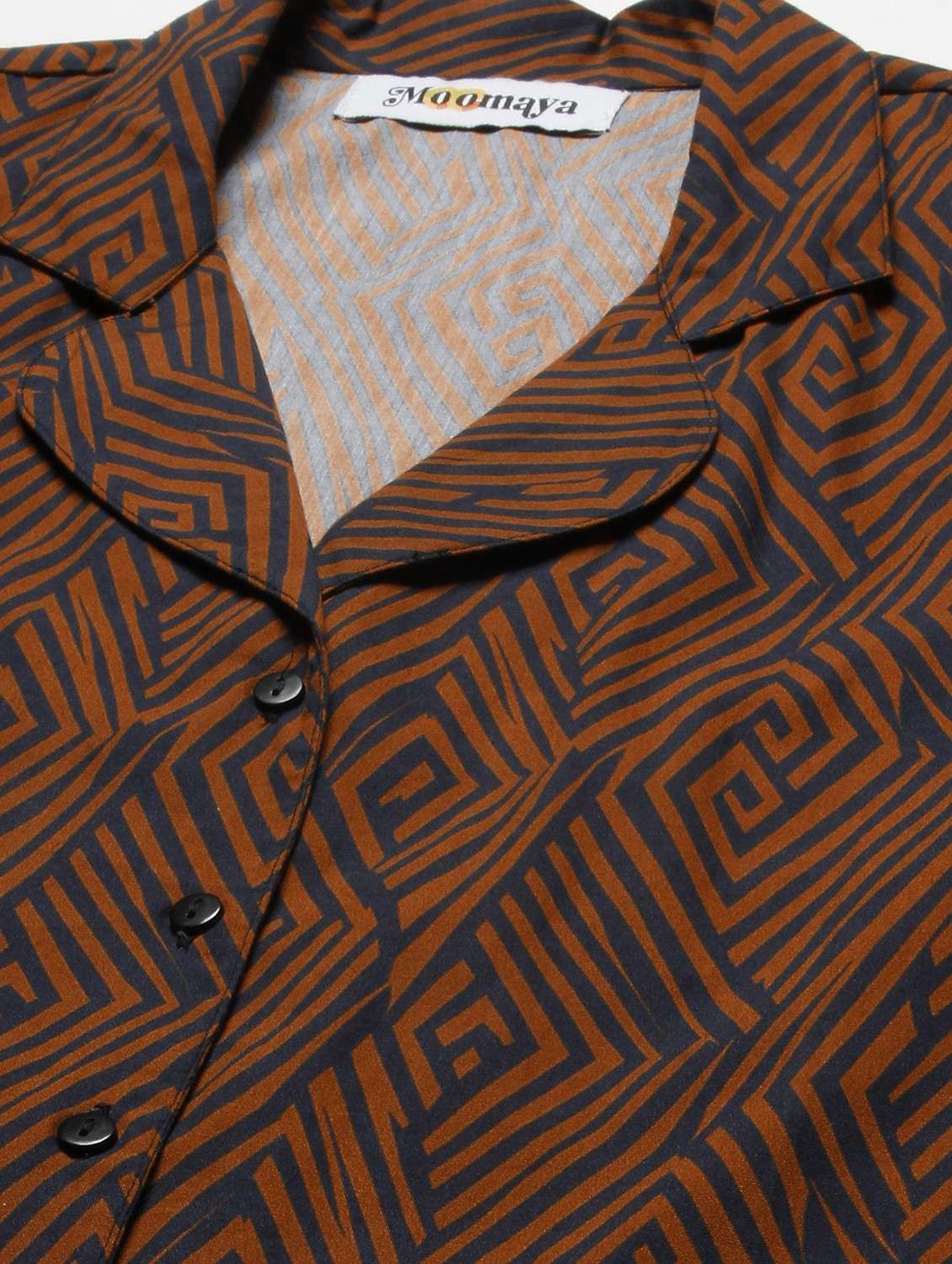 bronze and black printed shorts nightwear set - 20475932 -  Standard Image - 5