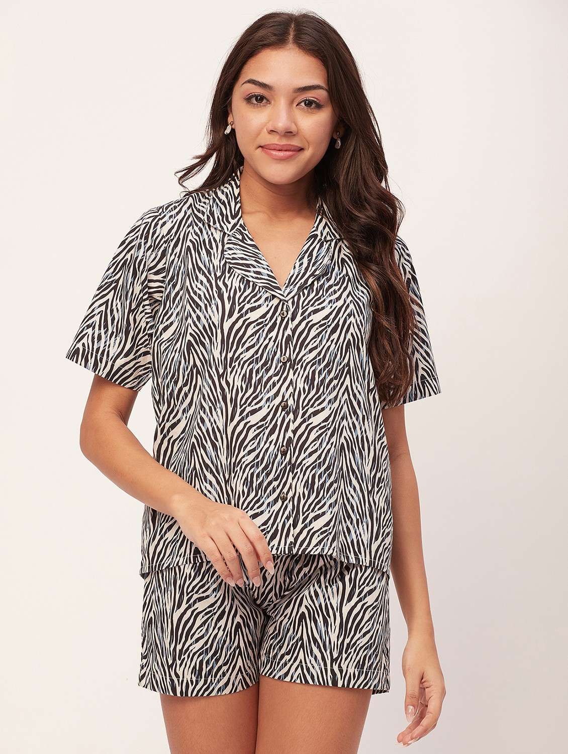 multicolour color printed shorts nightwear set