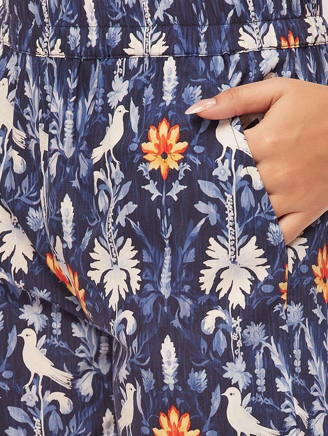 navy blue floral shorts nightwear set - 20475936 -  Standard Image - 5