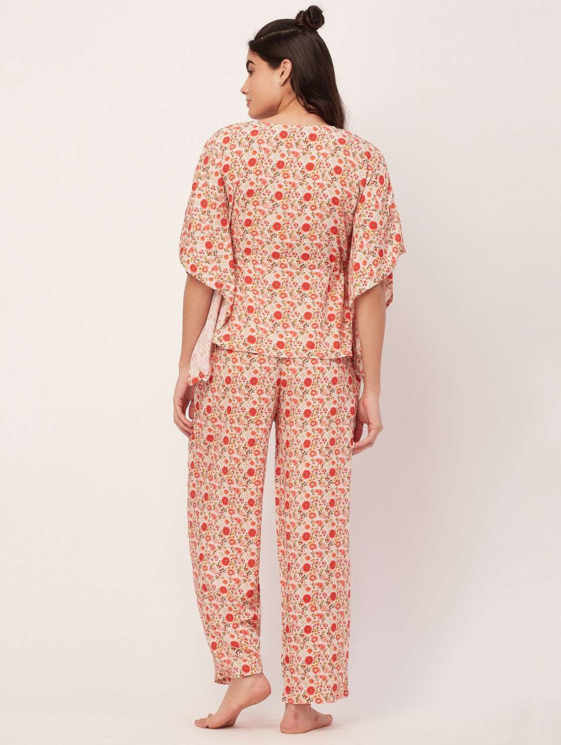 cream floral print pyjama nightwear set - 20475938 - Standard Image - 3