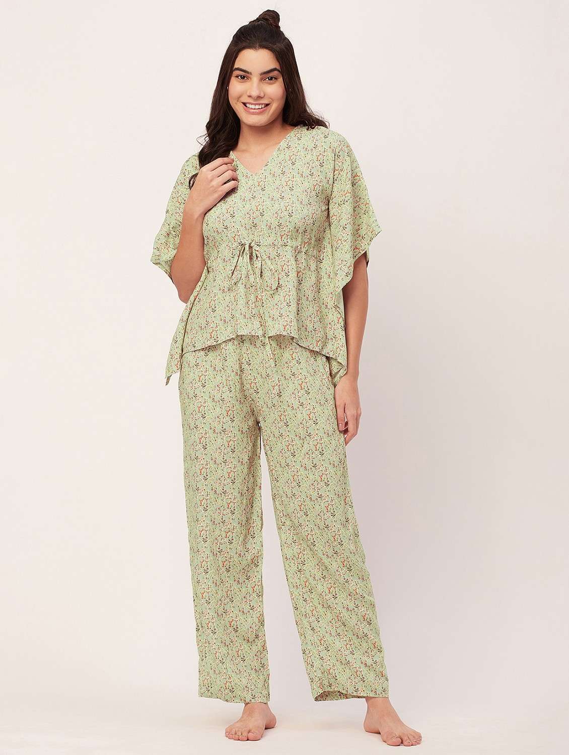neo mint floral print pyjama nightwear set - 20475939 - Zoom Image - 0