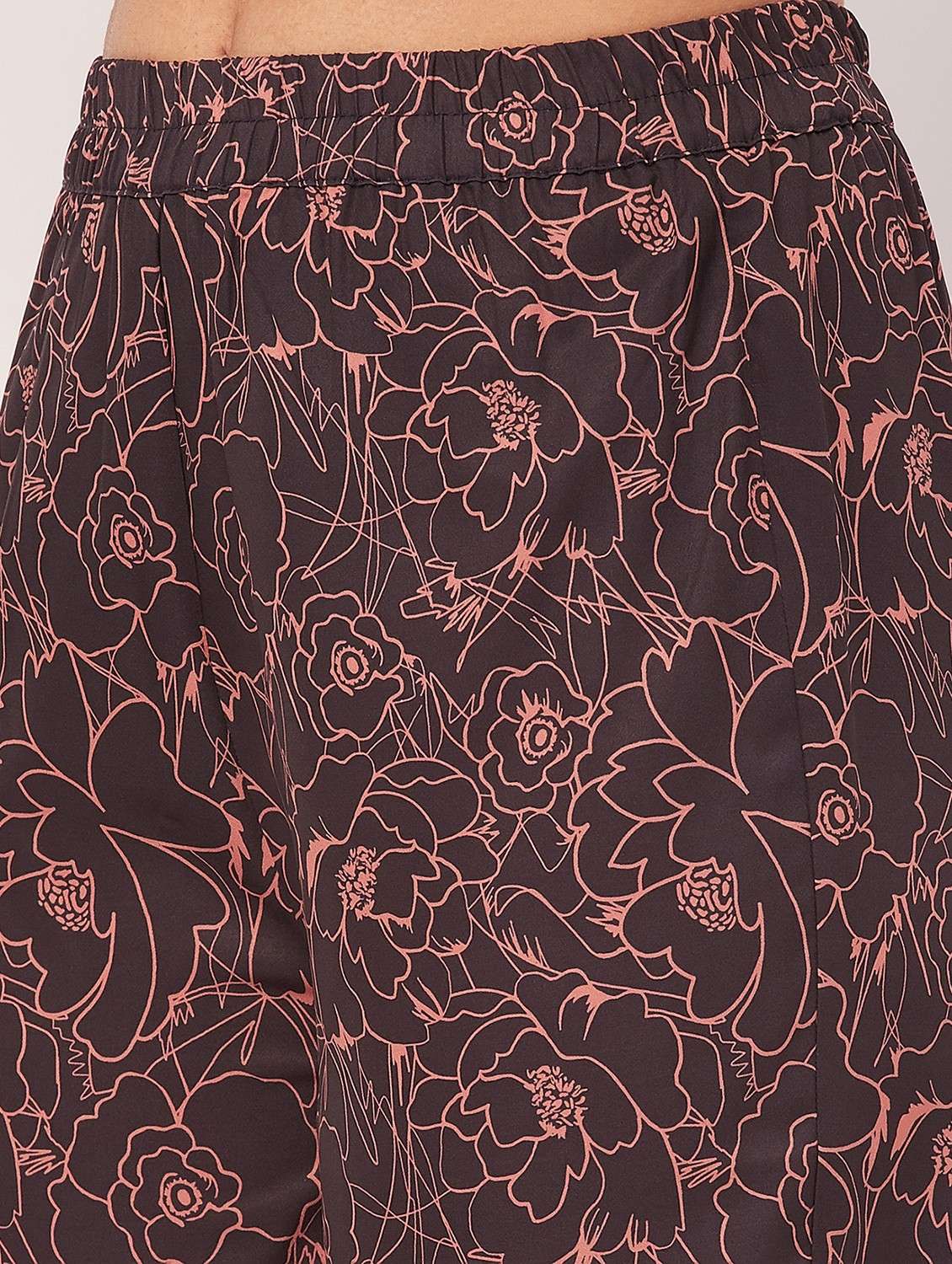 brown floral print pyjama nightwear set - 20475943 - Standard Image - 5