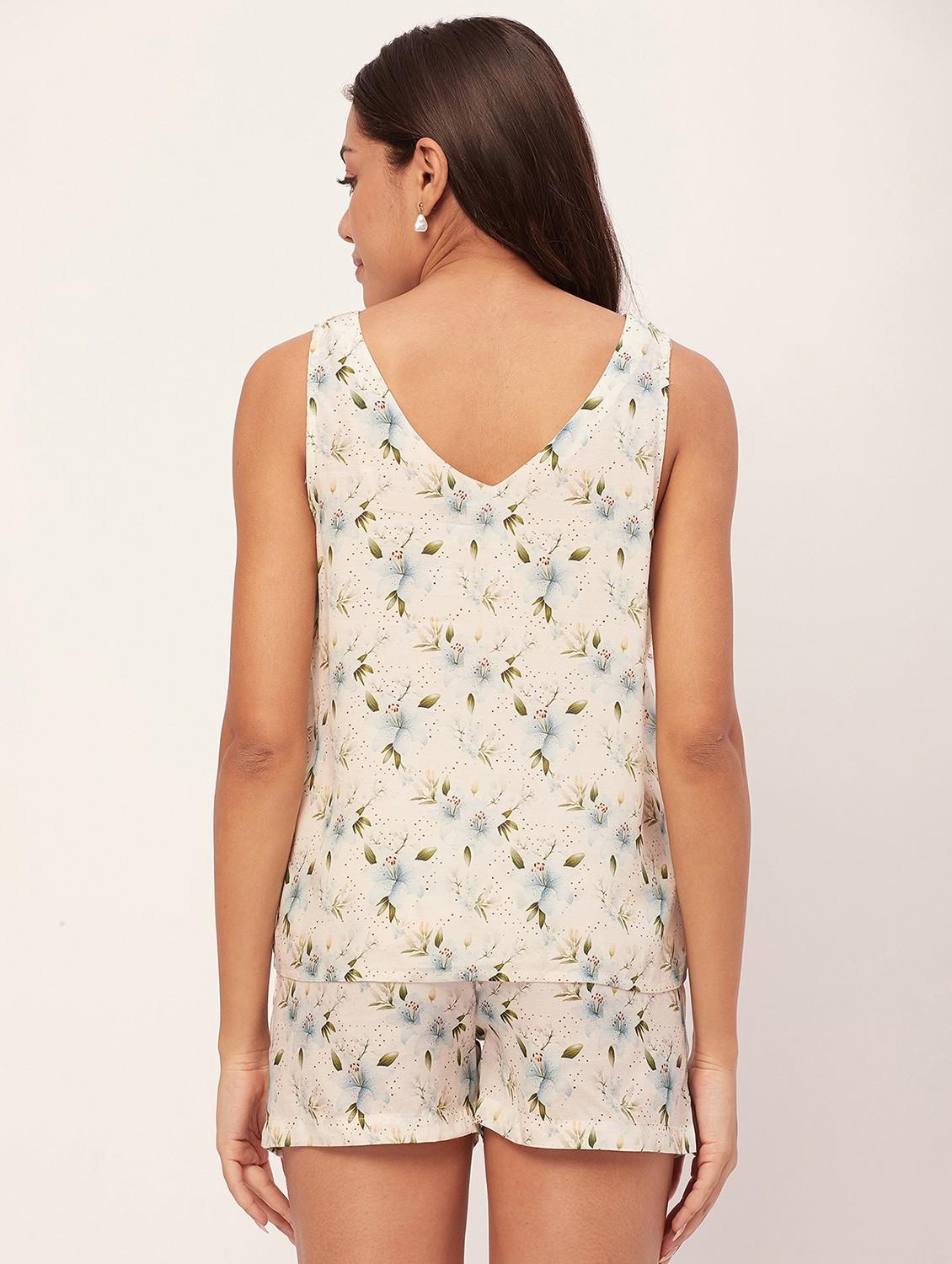 optic white floral shorts nightwear set - 20475957 - Standard Image - 3